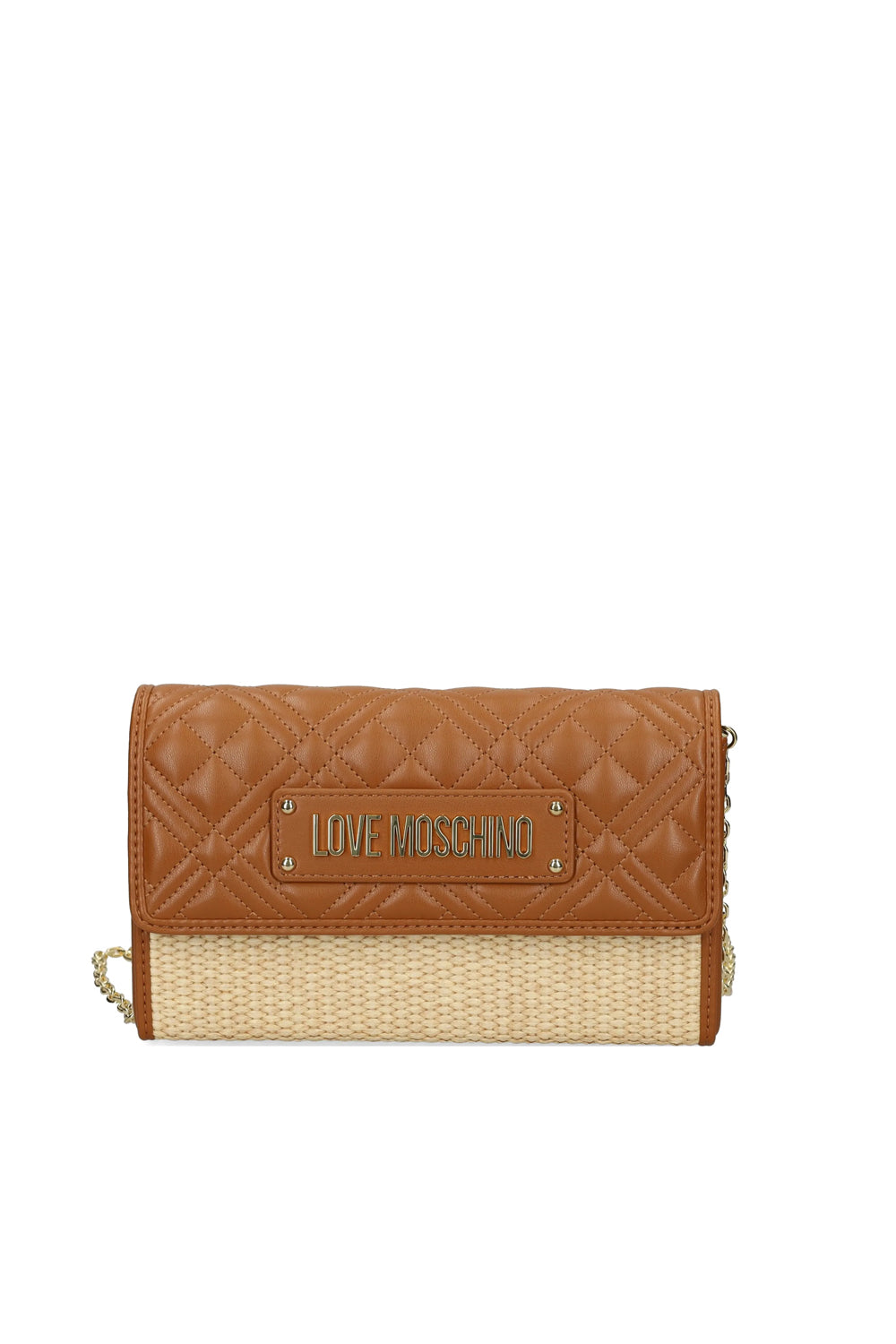 Borsa a Spalla Love Moschino in Rafia e Pelle con Tracolla a Catena JC4347PP0O KN210A Love Moschino 