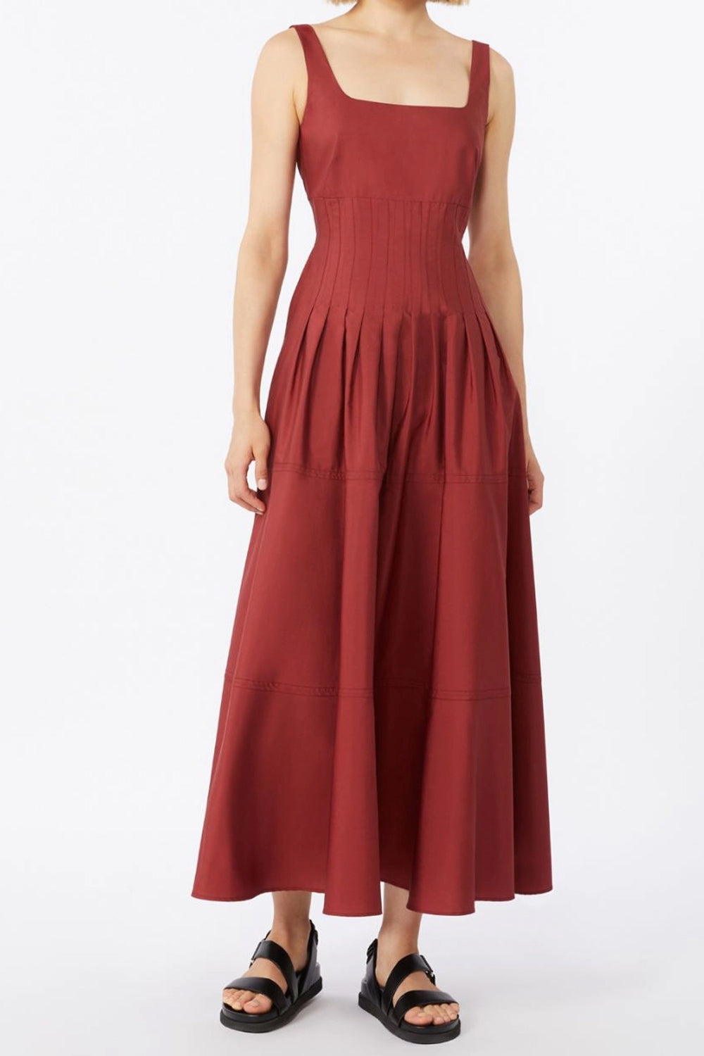 Abito in popeline con gonna ampia MSTFELTRE 074MATTONE ROSSO Max Mara Studio 