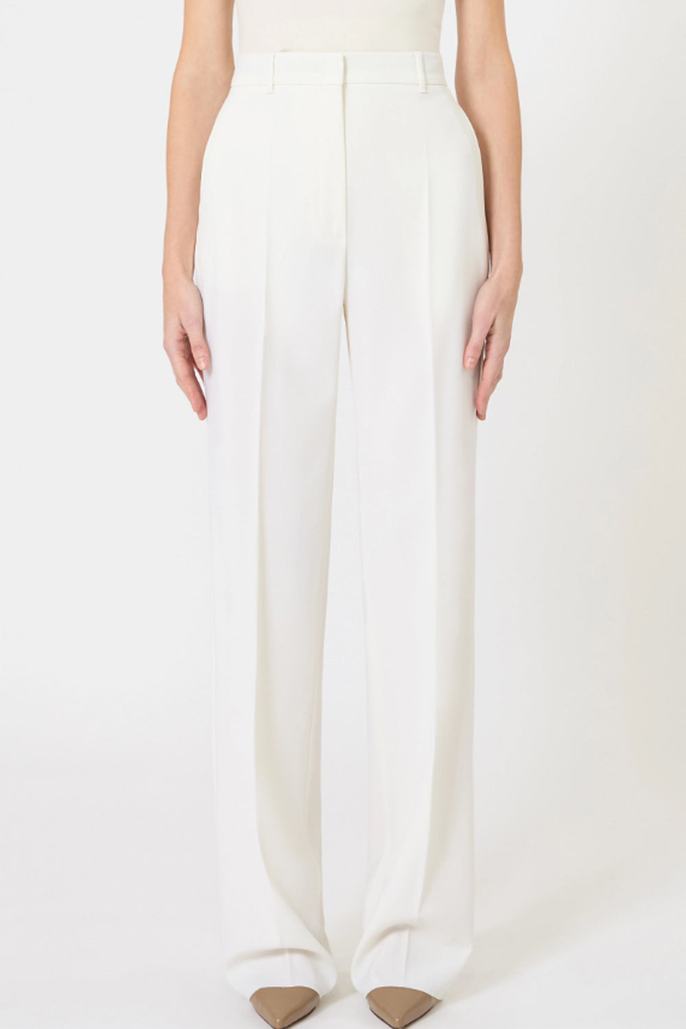 Pantalone in lana crêpe MSTQUASAR 010BIANCO Max Mara Studio 
