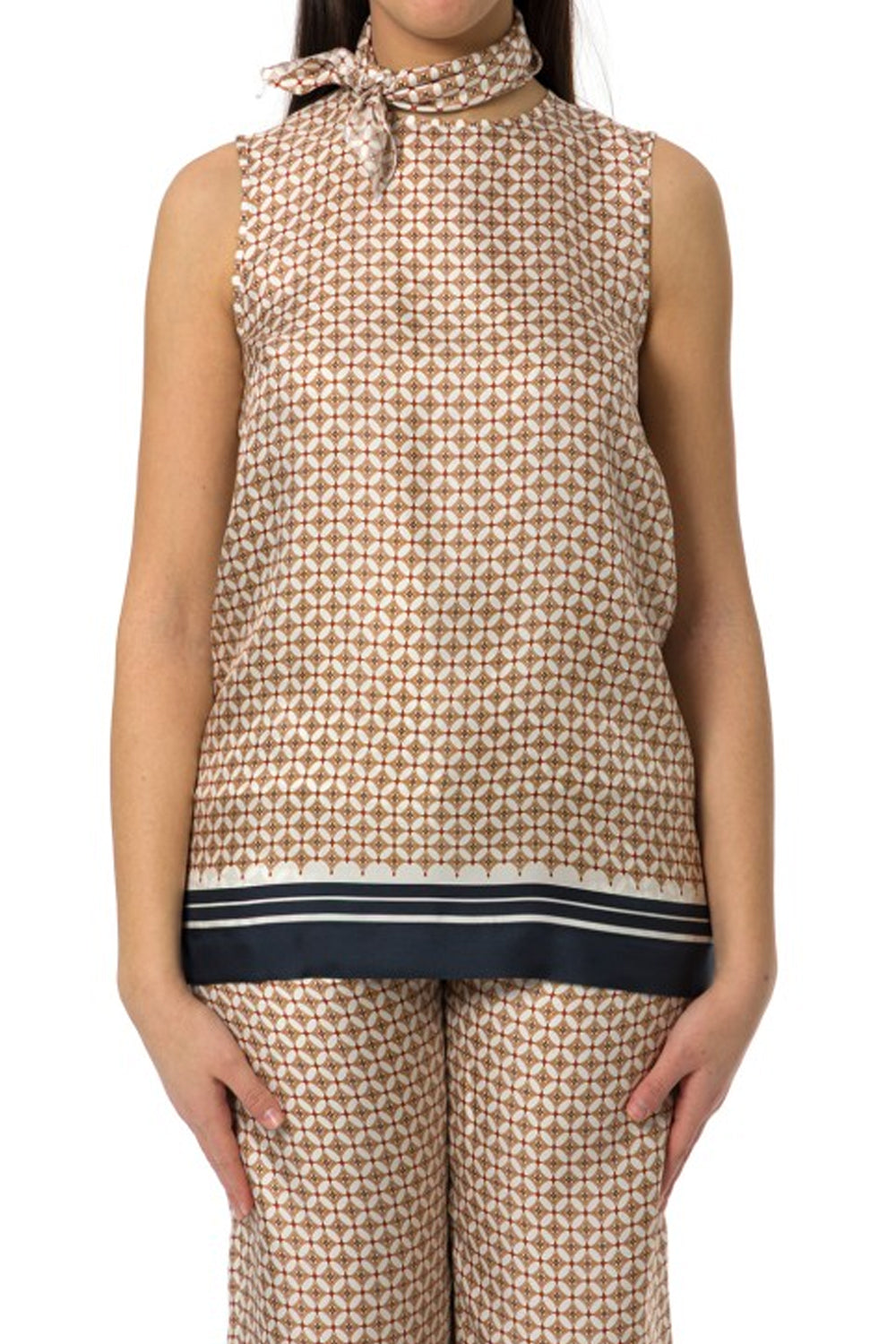 Top smanicato con foulard MSTSCATOLA 002BIANCO BLU Max Mara Studio 