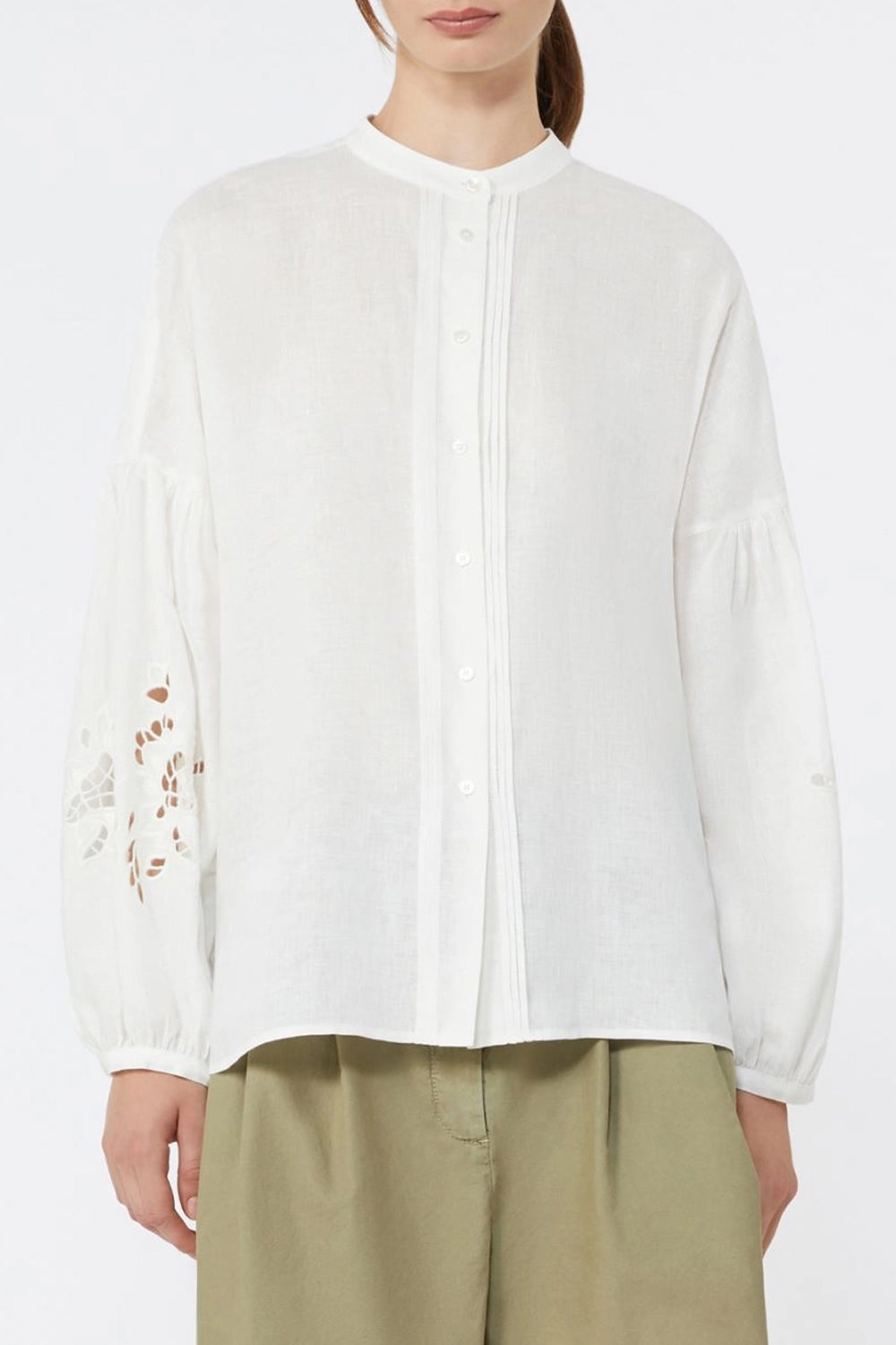 Camicia alla coreana in tela di lino WKDESTRO 001BIANCO Max Mara Weekend 
