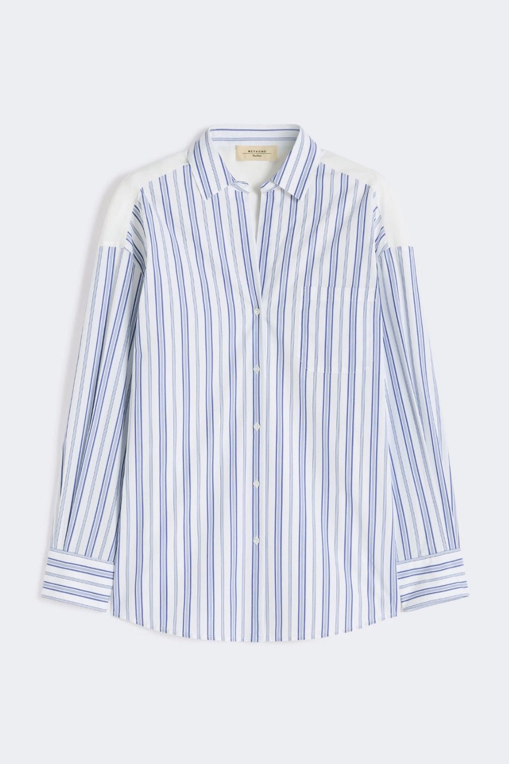 Camicia in cotone a righe e pizzo Sangallo WKDTESSILE 050BLU Max Mara Weekend 