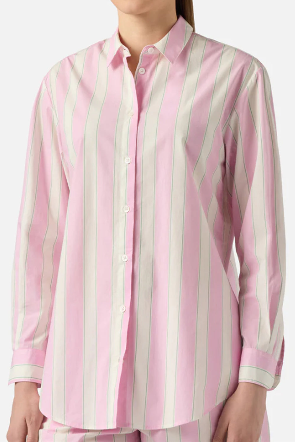 Camicia brigitte MC2 in cotone a righe rosa con ricamo Sport Club BRIG001 -00897L Mc2 Saint Barth 