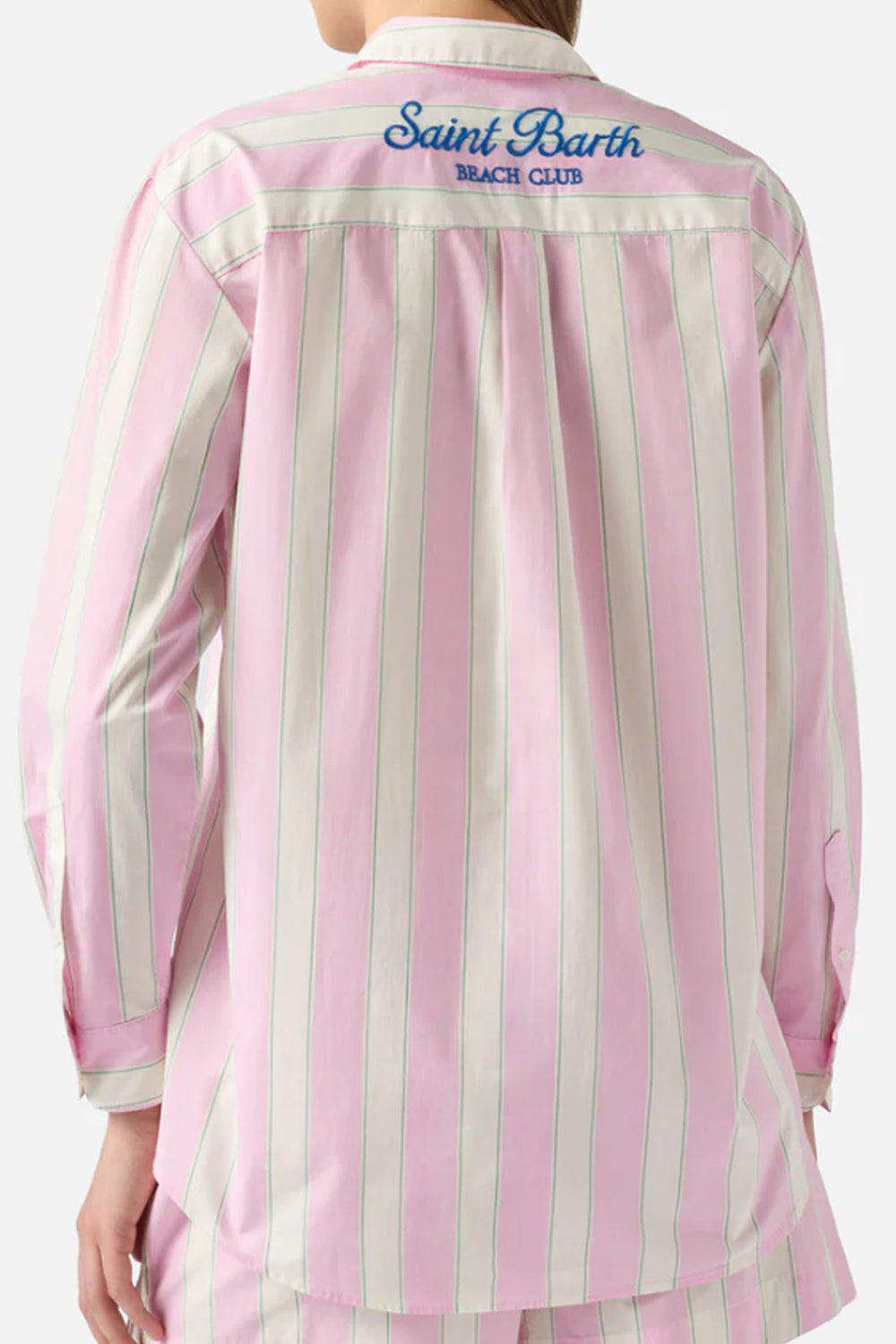 Camicia brigitte MC2 in cotone a righe rosa con ricamo Sport Club BRIG001 -00897L Mc2 Saint Barth 