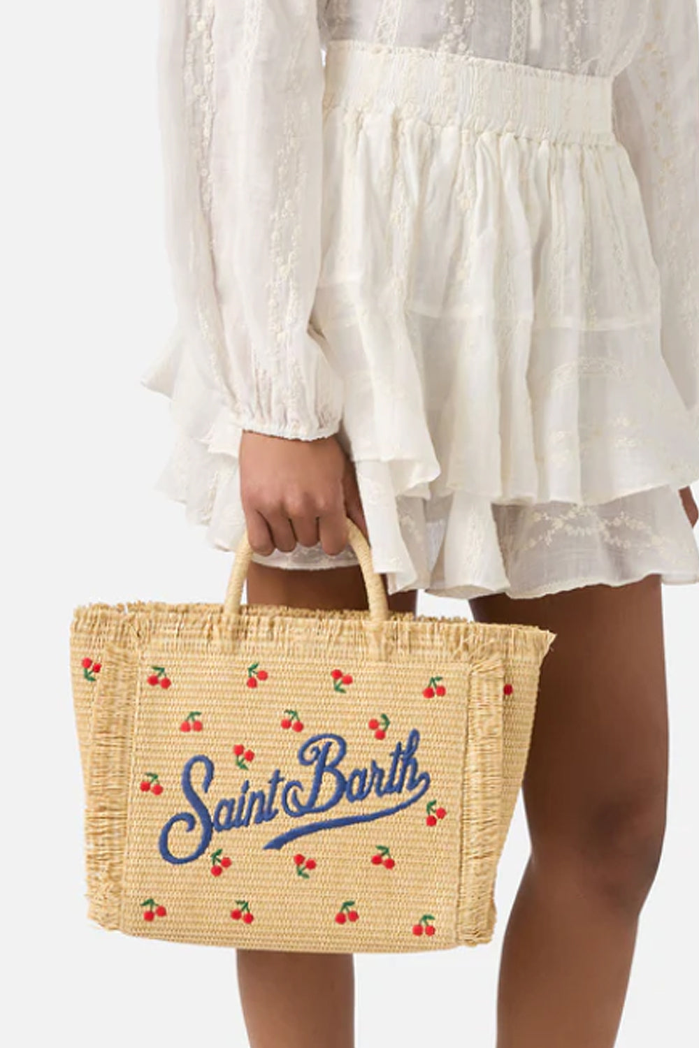 Borsa Colette in tessuto effetto paglia con ricami ciliegie COL0017 -00345L Mc2 Saint Barth 