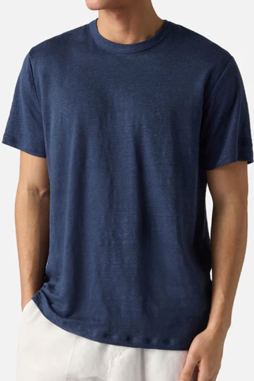 T-shirt Ecstasea mc2 in puro lino blu con logo ricamato ECS0003 -00119L Mc2 Saint Barth 