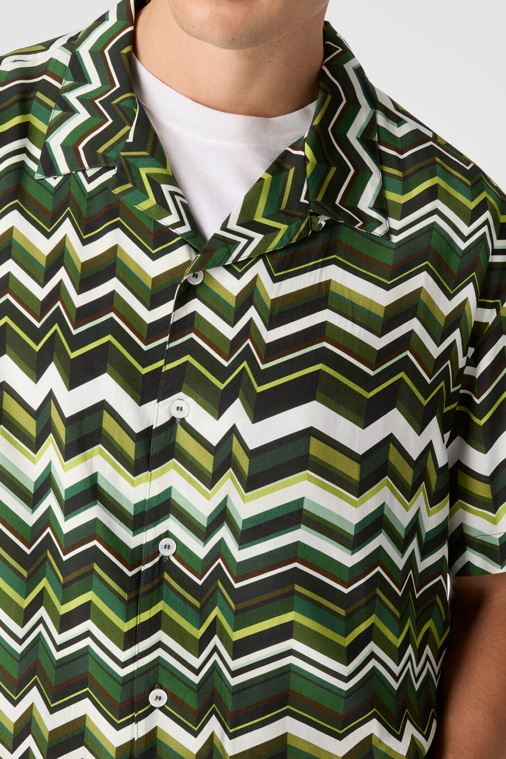 Camicia da bowling in viscosa stampa zig zag BS26SJ01 BW00ZVS6165 Missoni 