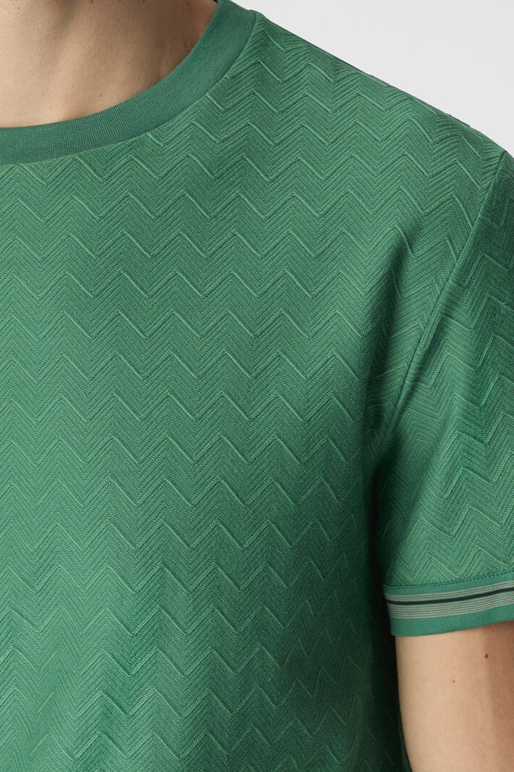 T-shirt girocollo in cotone jacquard con zig zag tono su tono BS26SL01 BJ00QMS6164 Missoni 