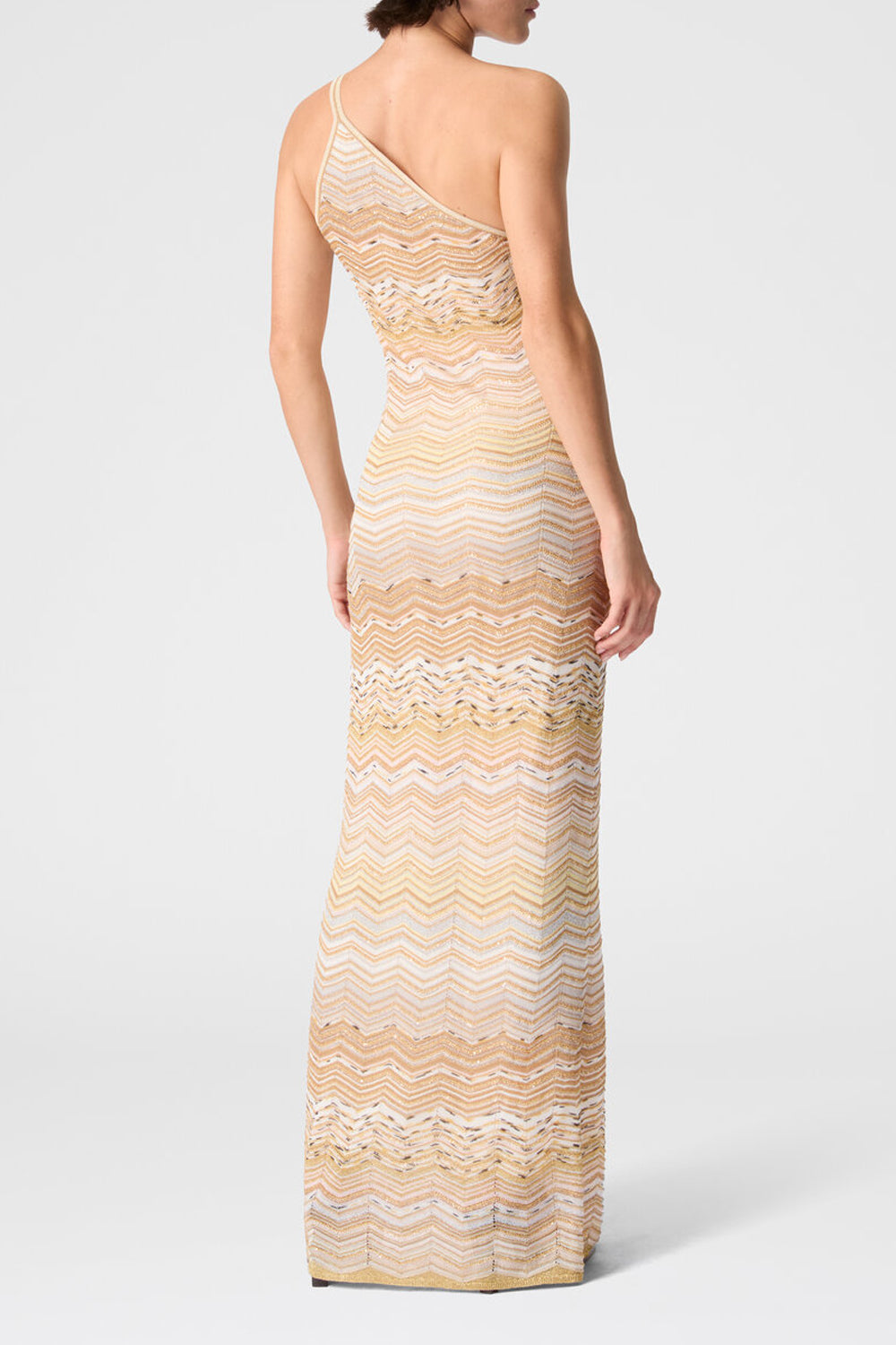 Abito lungo monospalla motivo chevron con paillettes DS26SG1G BK01H9SM9ZU Missoni 