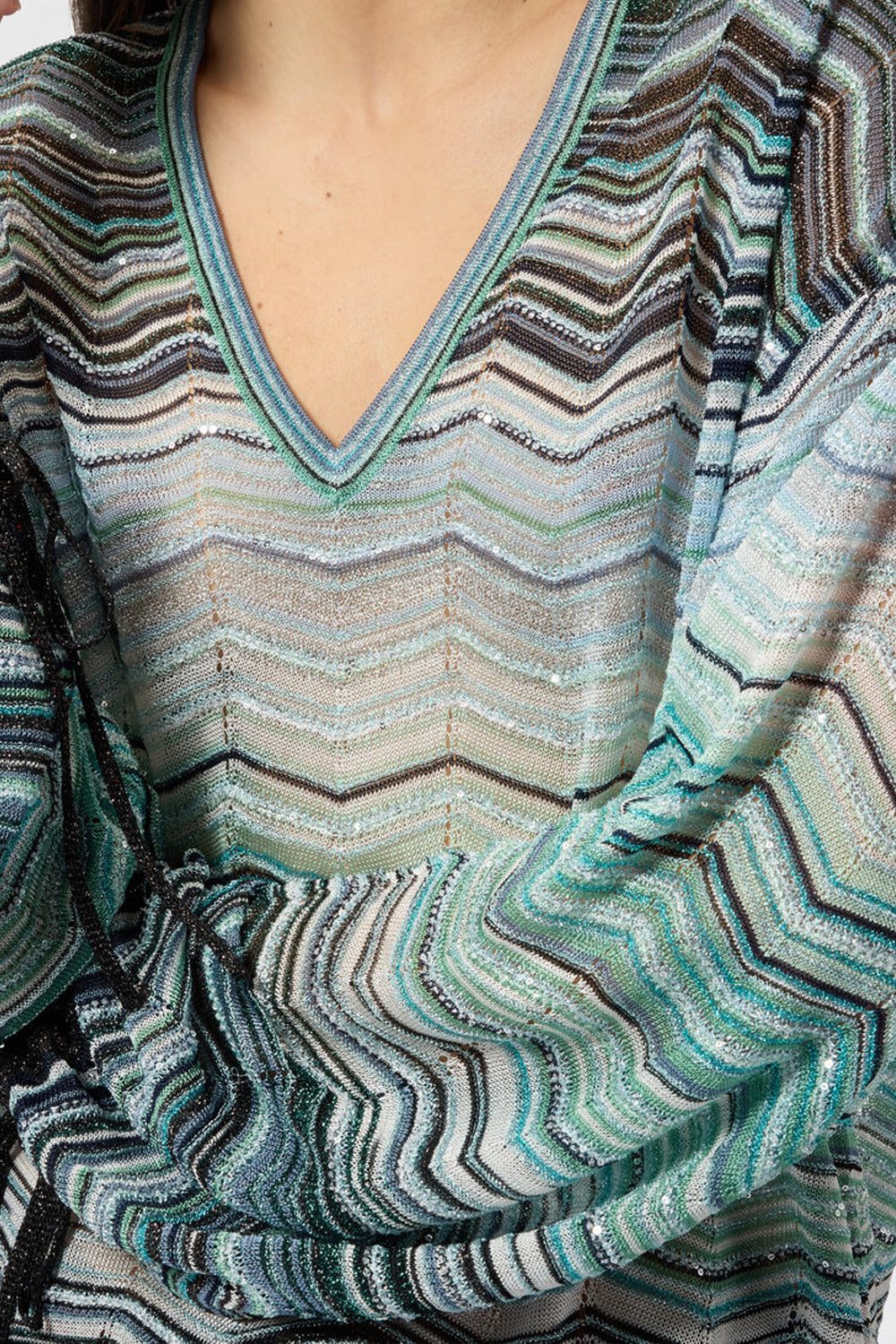 Blusa over in viscosa chevron lamé con paillettes DS26SJ0F BK01H9SMSN4 Missoni 