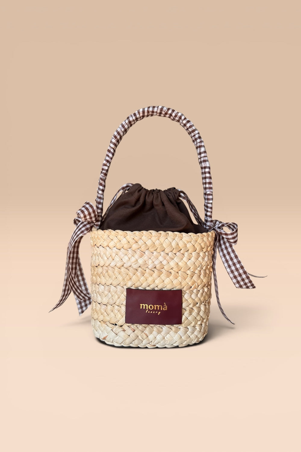 Borsa in raffia un manico con fiocchi e strass CACAO BAG UNICA Momà Luxury 