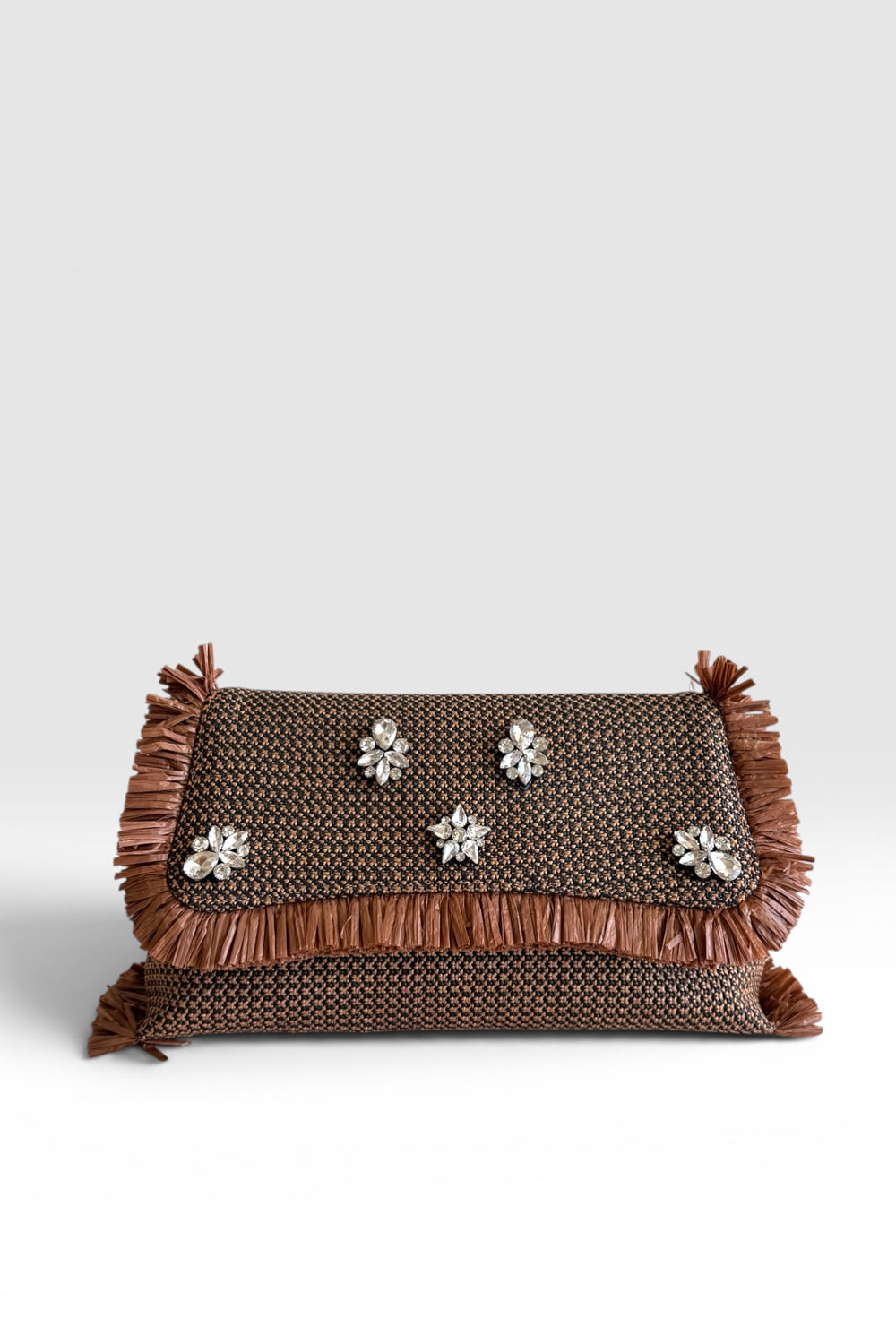 borsa in rafia chiusura con cluch e swarovski ELBA UNICA Momà Luxury 