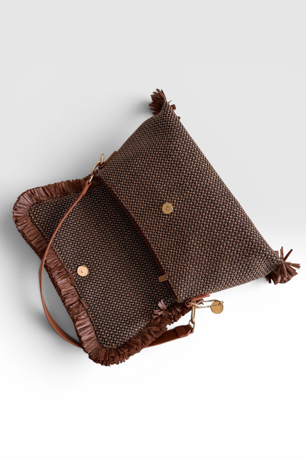 borsa in rafia chiusura con cluch e swarovski ELBA UNICA Momà Luxury 