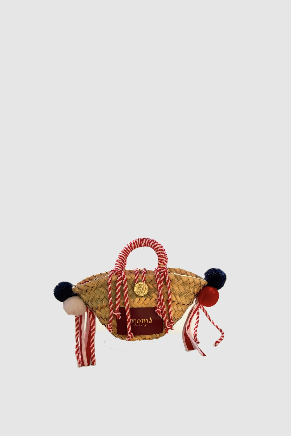 Coffa mini in paglia fatta a mano LA CESTA MINI VICHYROSSO Momà Luxury 
