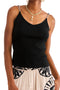 Top Donna a Coste con Spalline a Catena e Strass FF.ORIS BLACK NKN Nekane 
