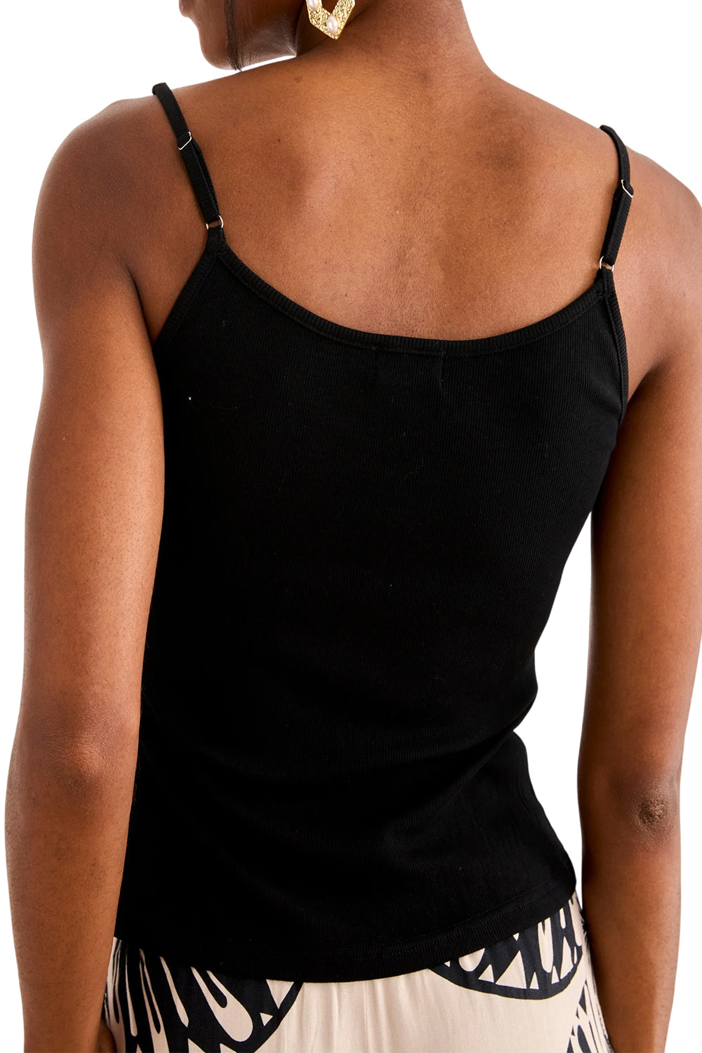Top Donna a Coste con Spalline a Catena e Strass FF.ORIS BLACK NKN Nekane 