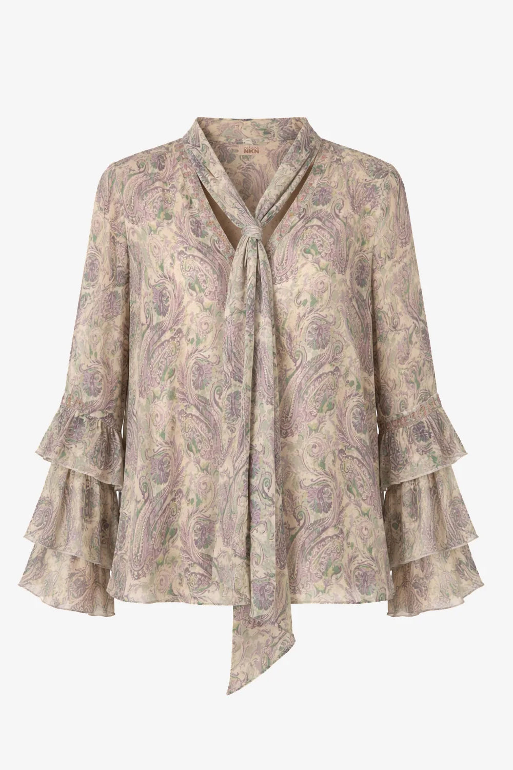 Blusa Donna Paisley con Fiocco e Volant GF.SHABNAM VIOLET NKN Nekane 