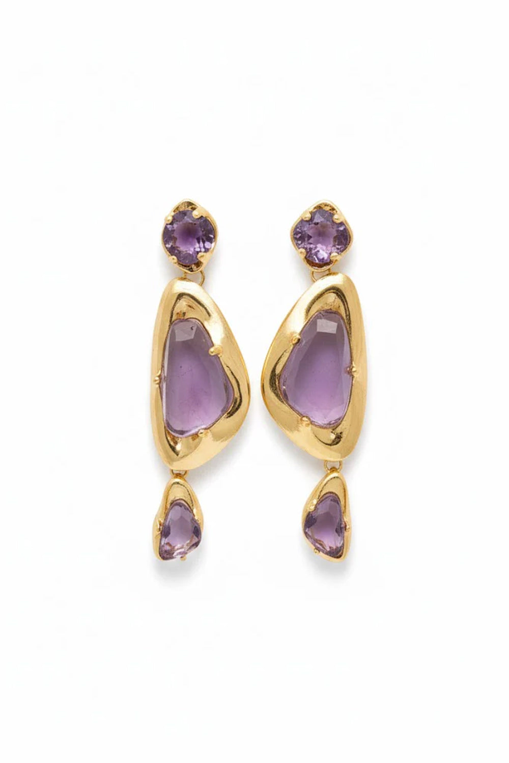 Orecchini Donna Dorati a Goccia Irregolare con Pietre JS.ALIAN VIOLET NKN Nekane 