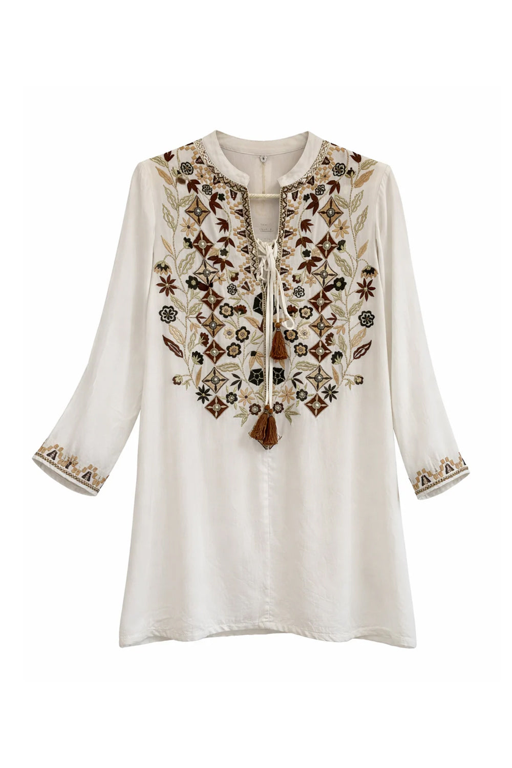 Camicia in rayon con ricamo CA2623 114 Pahiesa Formentera 