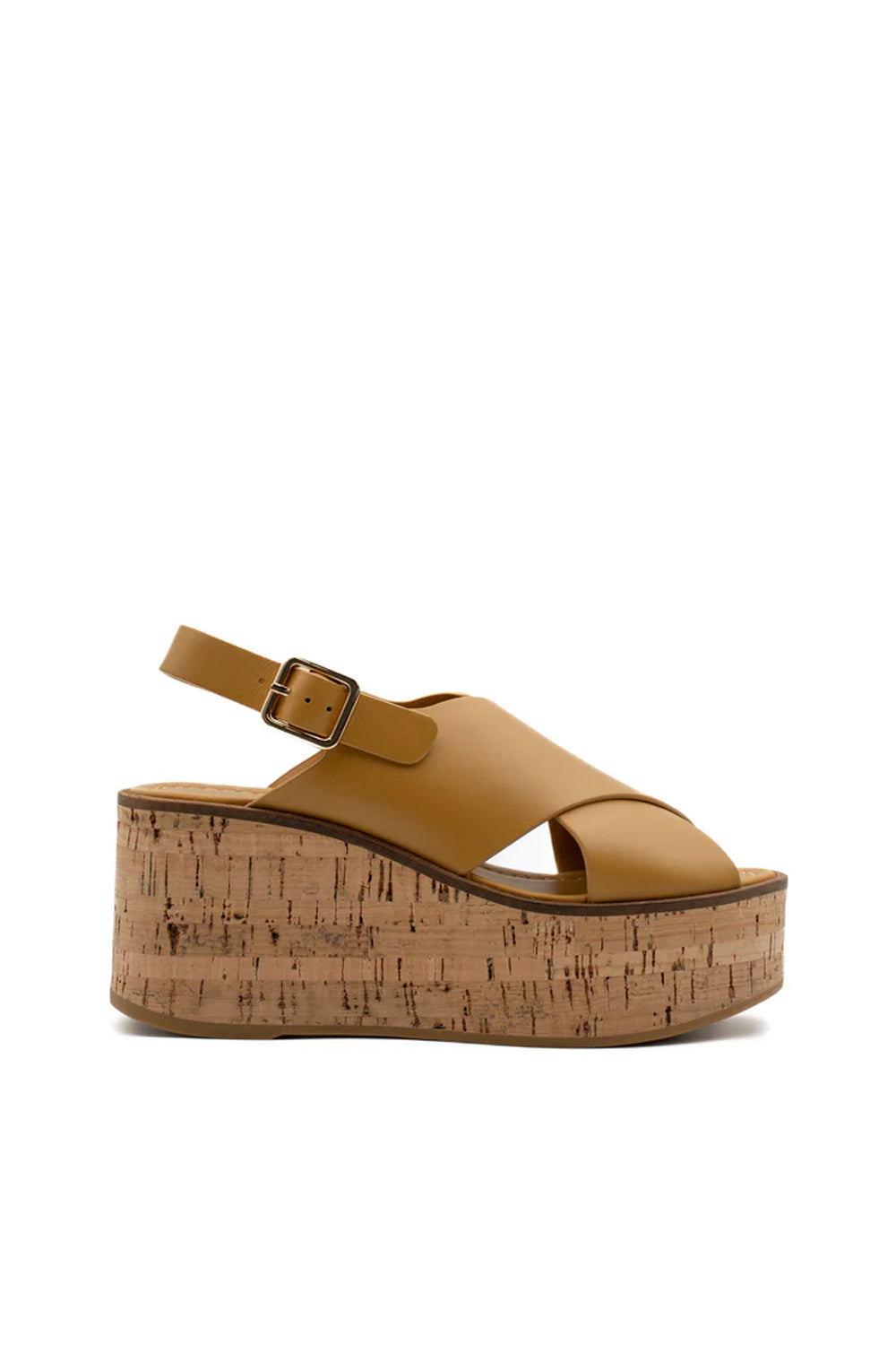 Sandalo NUS 100% in pelle con chiusura a fibbia e zeppa rivestita in sughero NUS /OCHRE Paloma Barcelò 