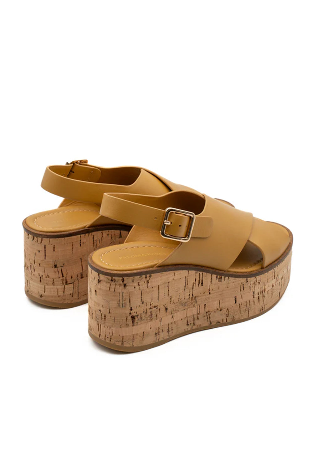 Sandalo NUS 100% in pelle con chiusura a fibbia e zeppa rivestita in sughero NUS /OCHRE Paloma Barcelò 