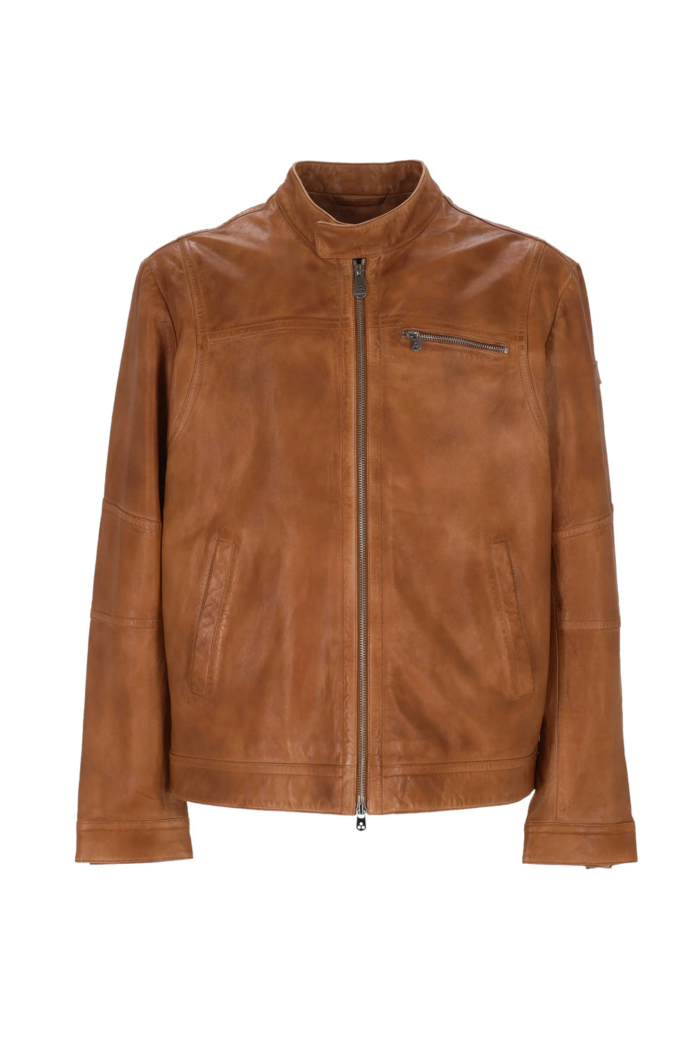 Giacca Peuterey in Pelle con Zip e Tasca sul Petto PEU5412 99011855466 Peuterey 