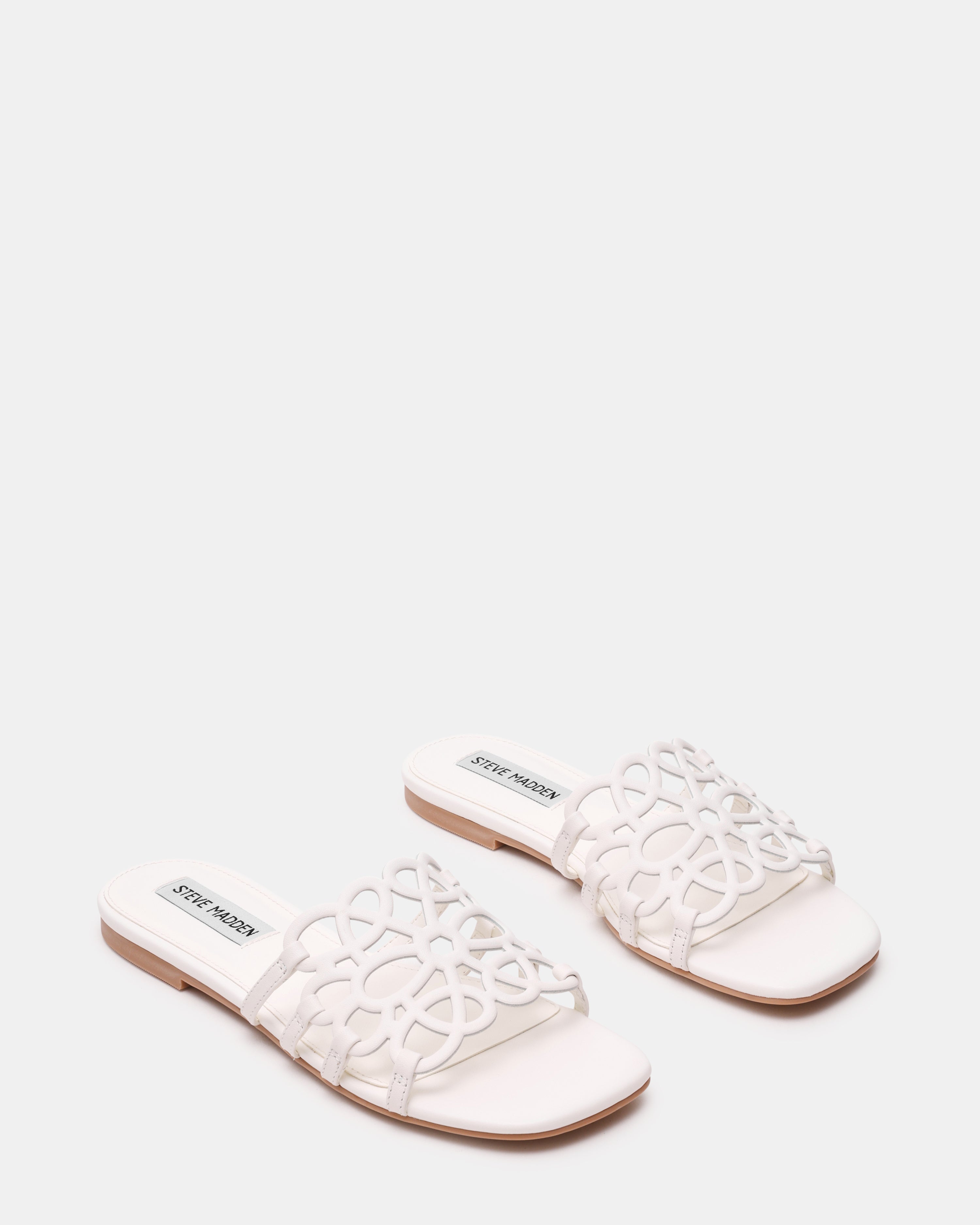 LOTUS - ciabatta flat con fascia LOTUS WHITE LEATHER Steve Madden 