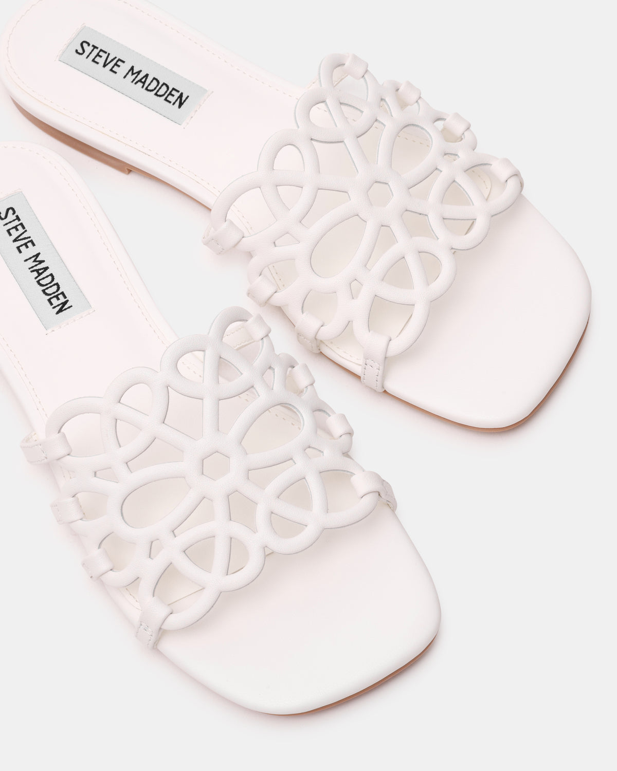 LOTUS - ciabatta flat con fascia LOTUS WHITE LEATHER Steve Madden 