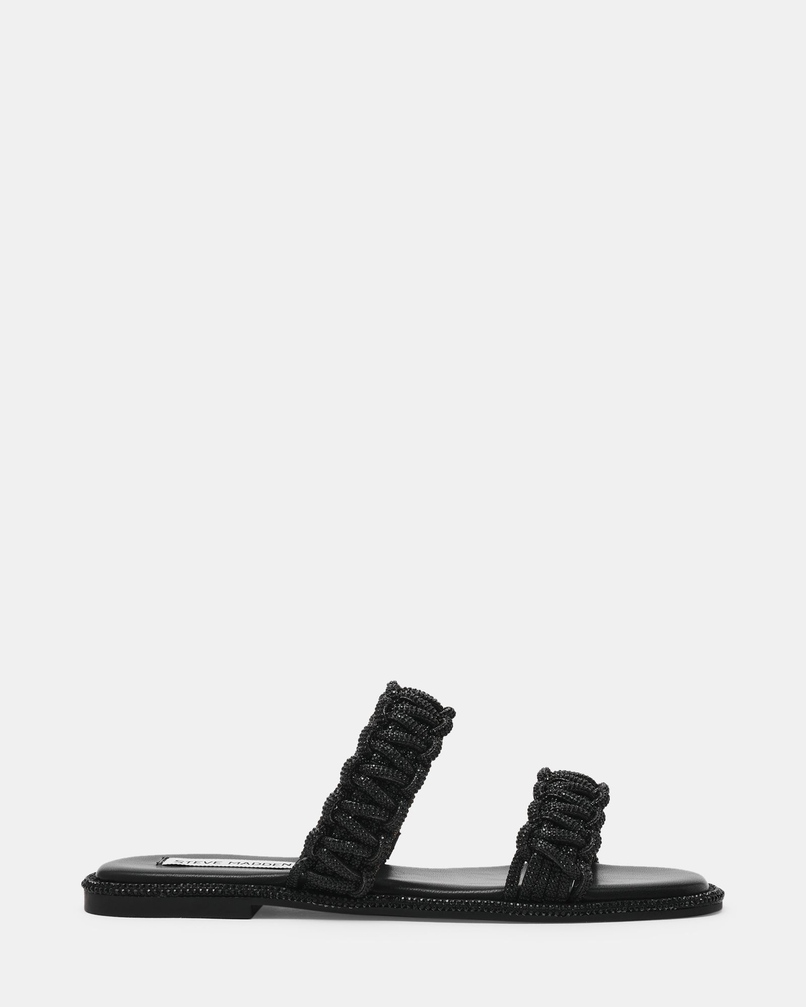 Sandalo Flat NYSSA con Doppia Fascia Intrecciata e Strass NYSSA BLACK Steve Madden 