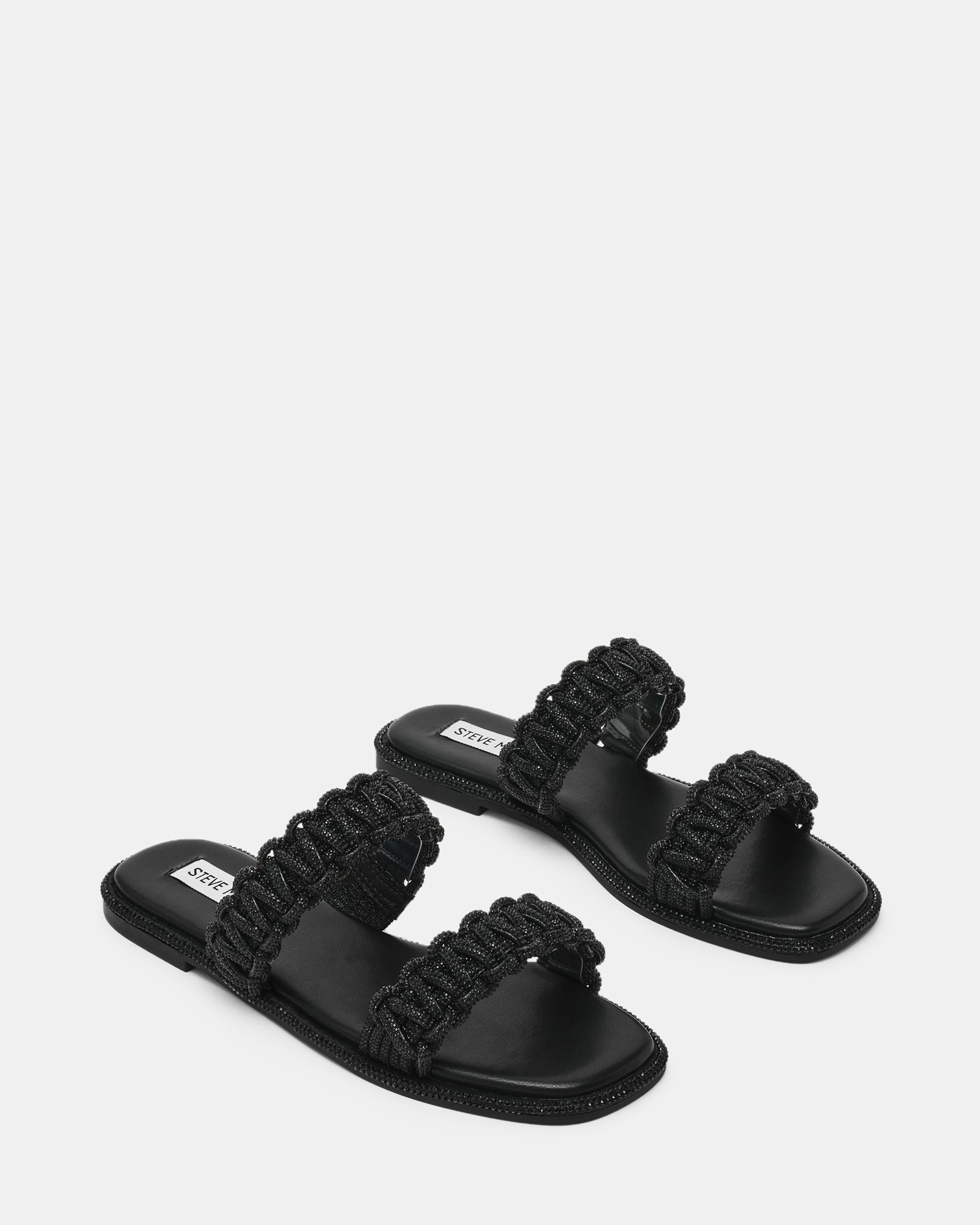 Sandalo Flat NYSSA con Doppia Fascia Intrecciata e Strass NYSSA BLACK Steve Madden 