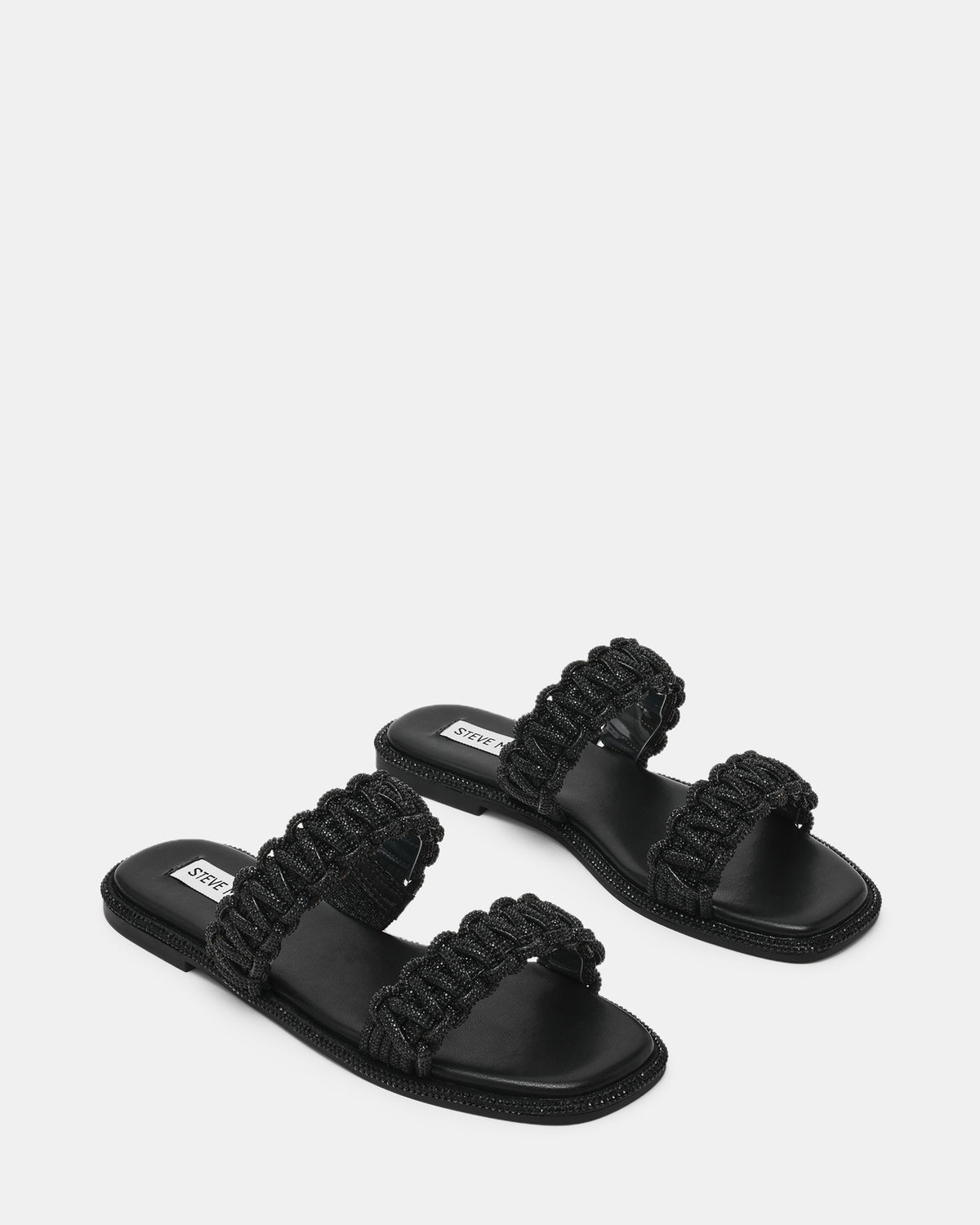 Sandalo Flat NYSSA con Doppia Fascia Intrecciata e Strass NYSSA BLACK Steve Madden 