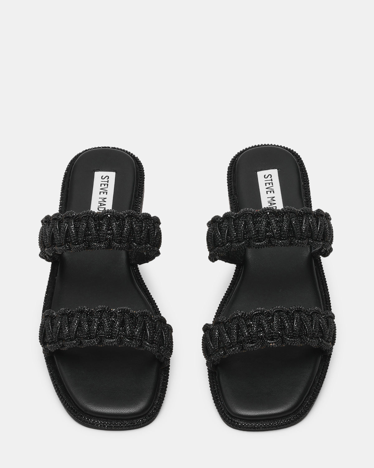 Sandalo Flat NYSSA con Doppia Fascia Intrecciata e Strass NYSSA BLACK Steve Madden 