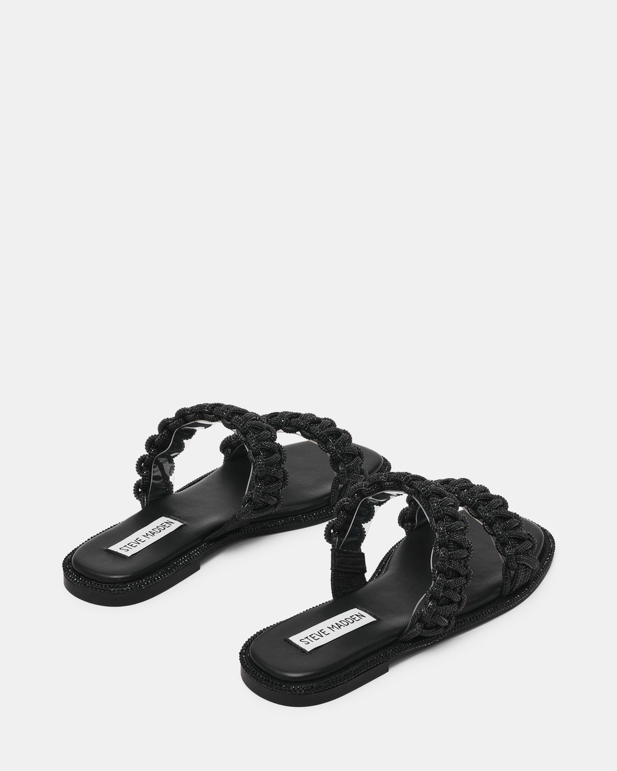 Sandalo Flat NYSSA con Doppia Fascia Intrecciata e Strass NYSSA BLACK Steve Madden 