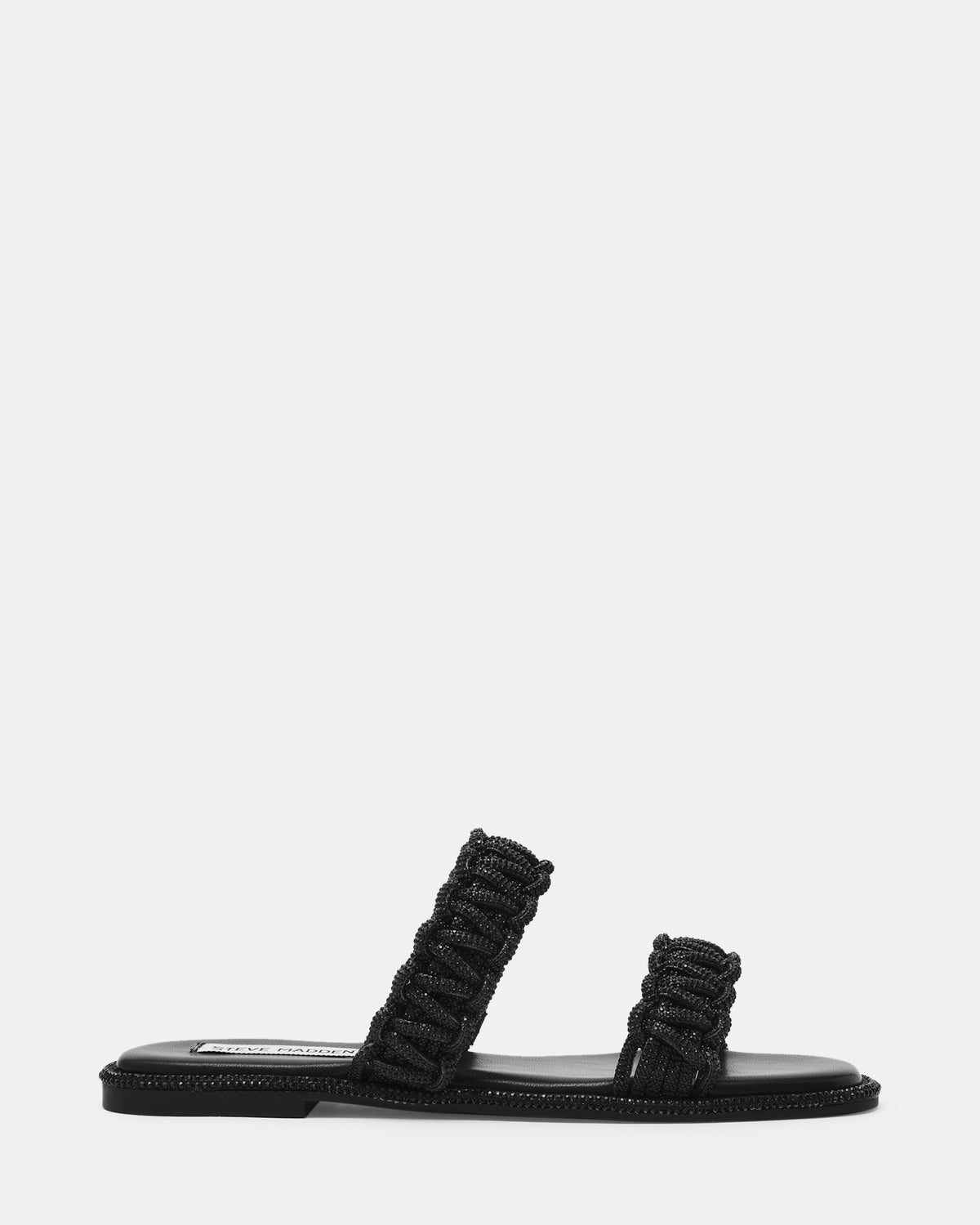 Sandalo Flat NYSSA con Doppia Fascia Intrecciata e Strass NYSSA BLACK Steve Madden 