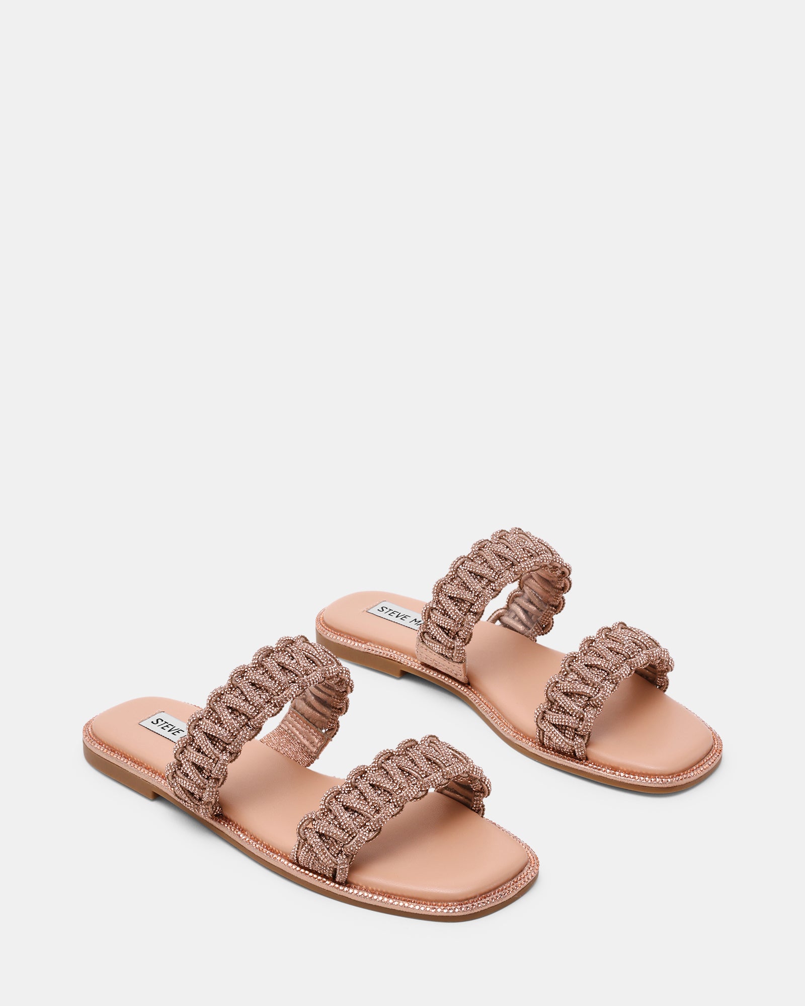 Sandalo Flat NYSSA con Doppia Fascia Intrecciata e Strass NYSSA ROSE GOLD Steve Madden 