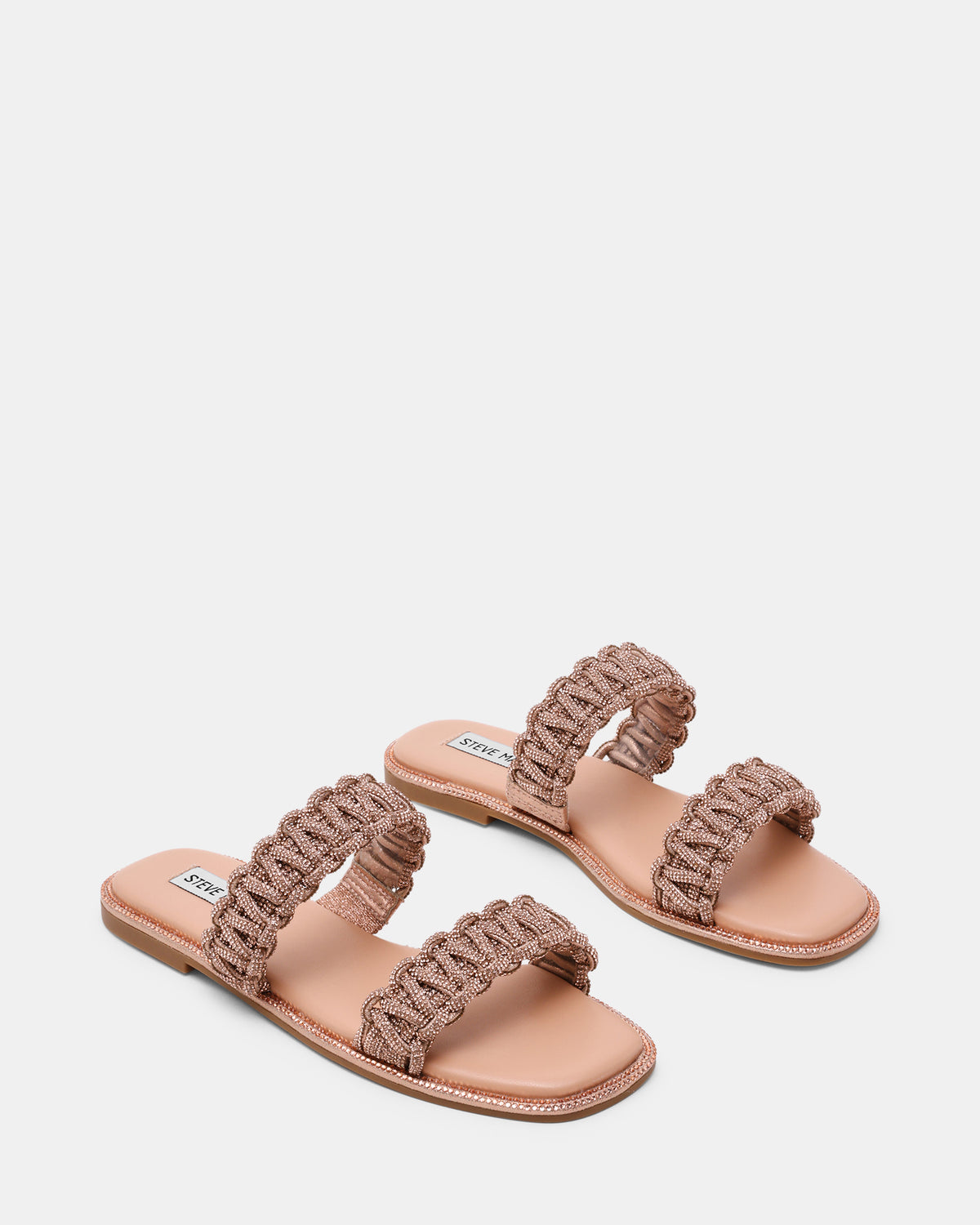 Sandalo Flat NYSSA con Doppia Fascia Intrecciata e Strass NYSSA ROSE GOLD Steve Madden 