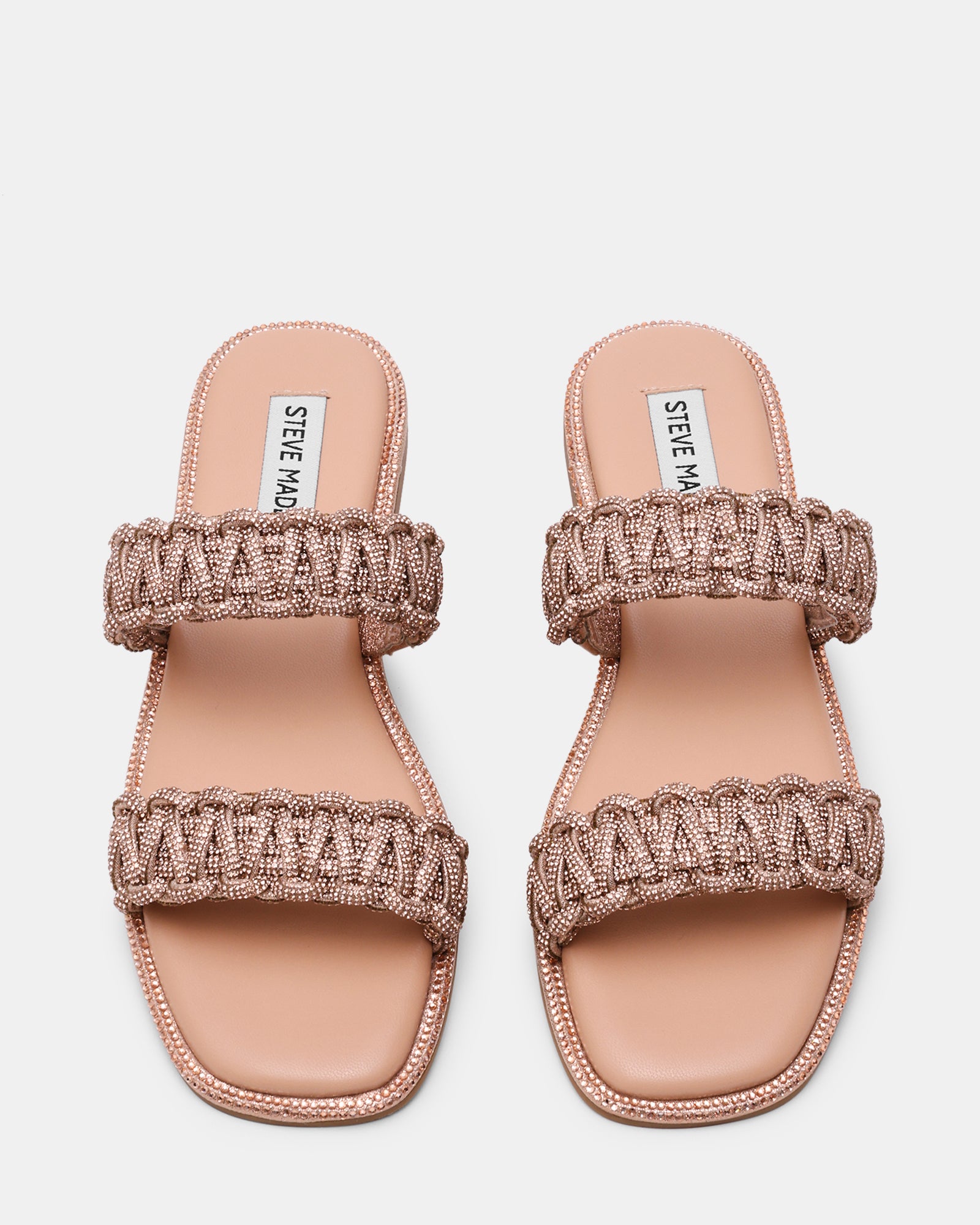 Sandalo Flat NYSSA con Doppia Fascia Intrecciata e Strass NYSSA ROSE GOLD Steve Madden 