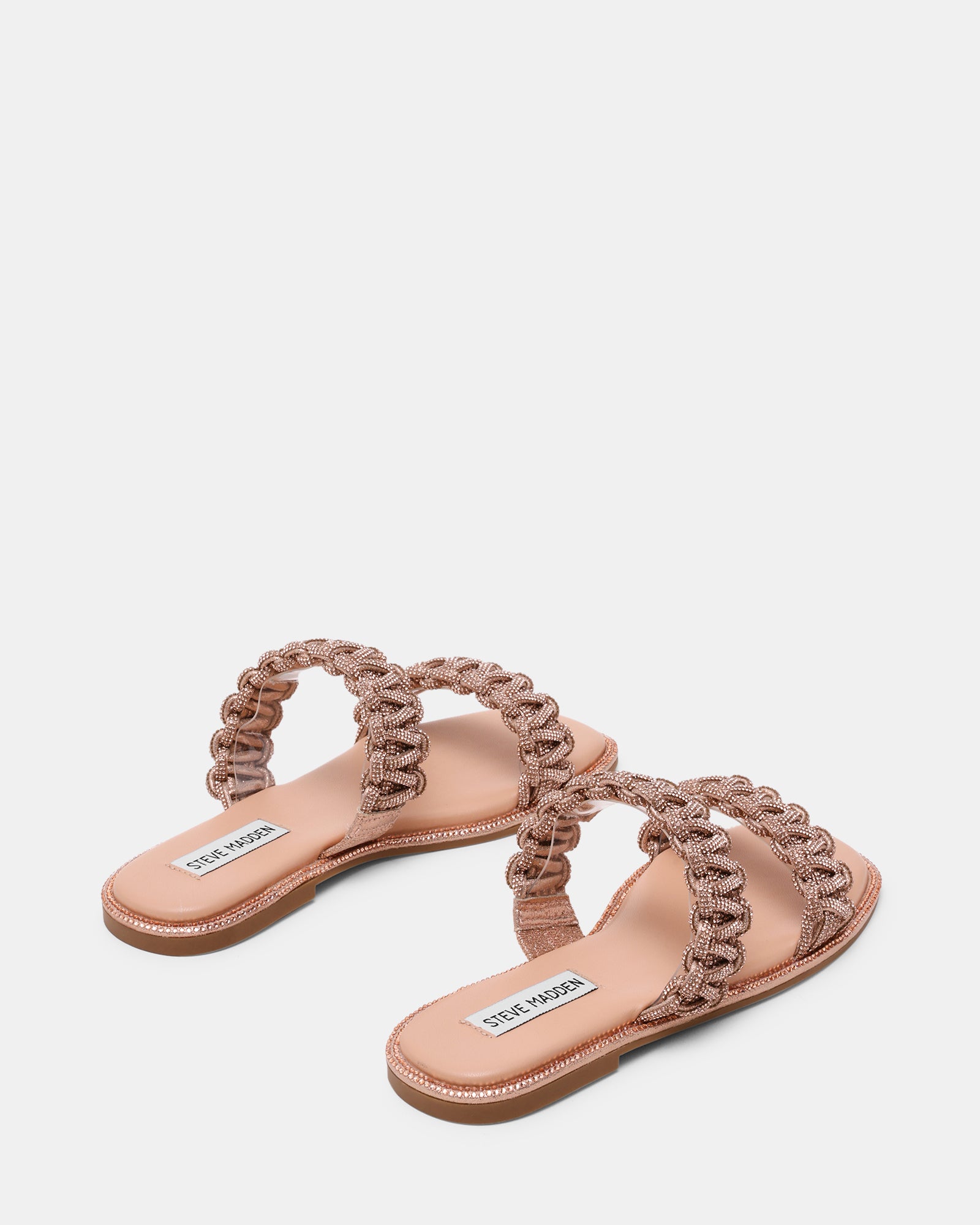 Sandalo Flat NYSSA con Doppia Fascia Intrecciata e Strass NYSSA ROSE GOLD Steve Madden 