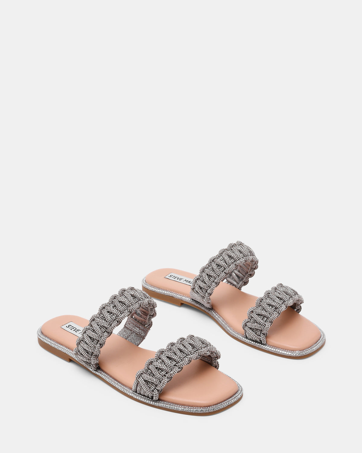 Sandalo Flat NYSSA con Doppia Fascia Intrecciata e Strass NYSSA SILVER Steve Madden 