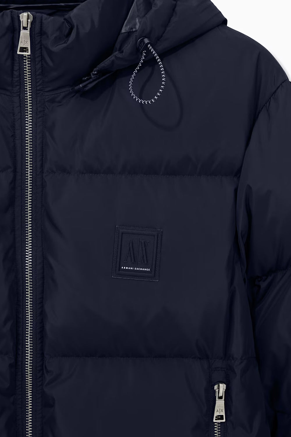 Piumino trapuntato in nylon lucido con cappuccio Icon XM000348 AF12286UB101 Armani Exchange 