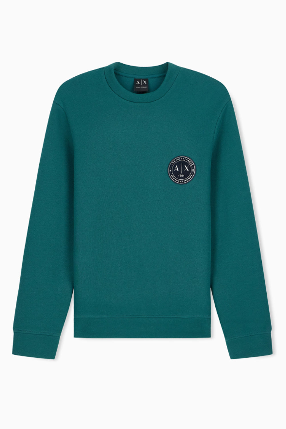 Felpa girocollo in piquet stretch con patch logo circolare XM002929 AF16222U7330 Armani Exchange 