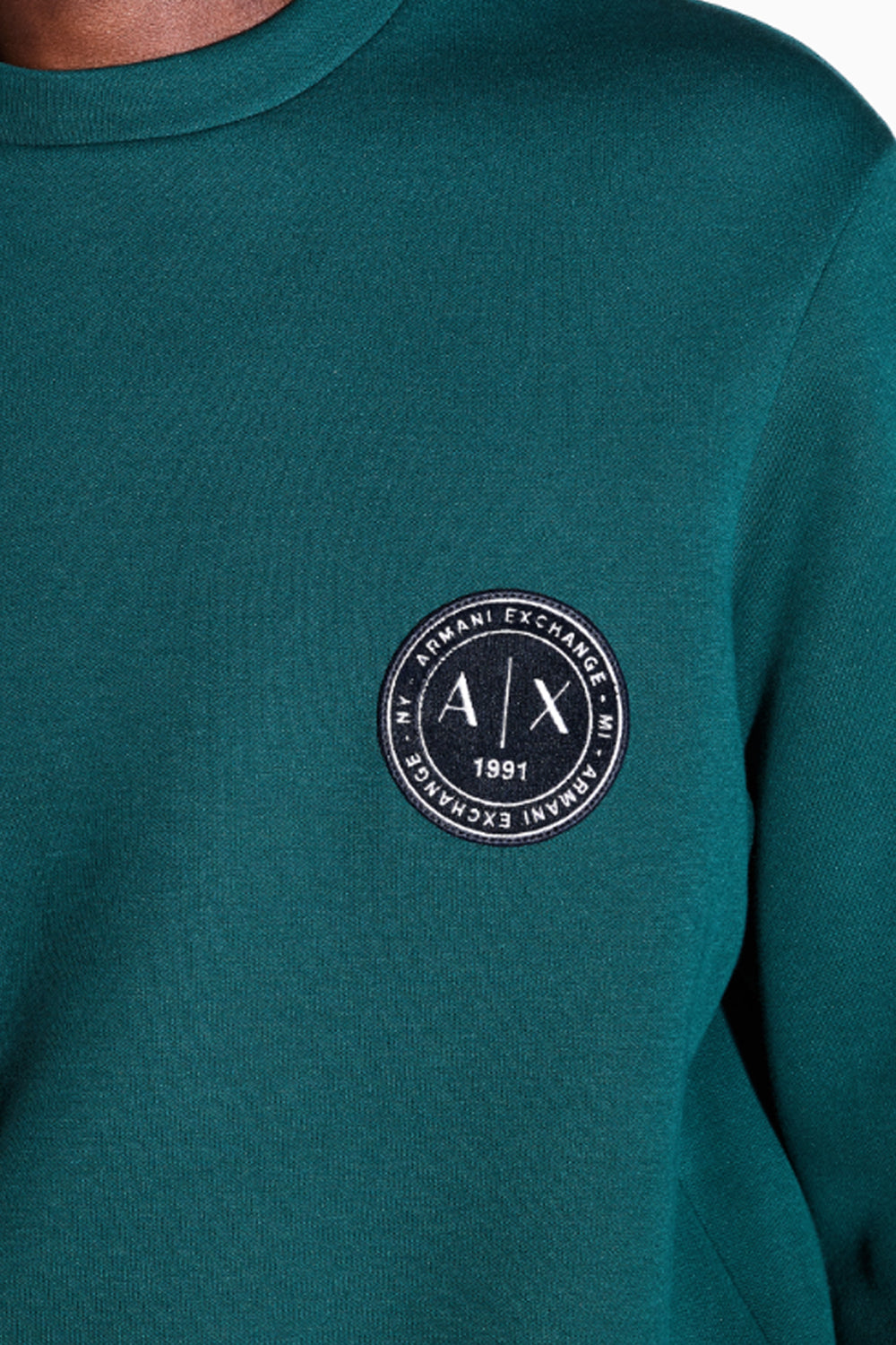 Felpa girocollo in piquet stretch con patch logo circolare XM002929 AF16222U7330 Armani Exchange 