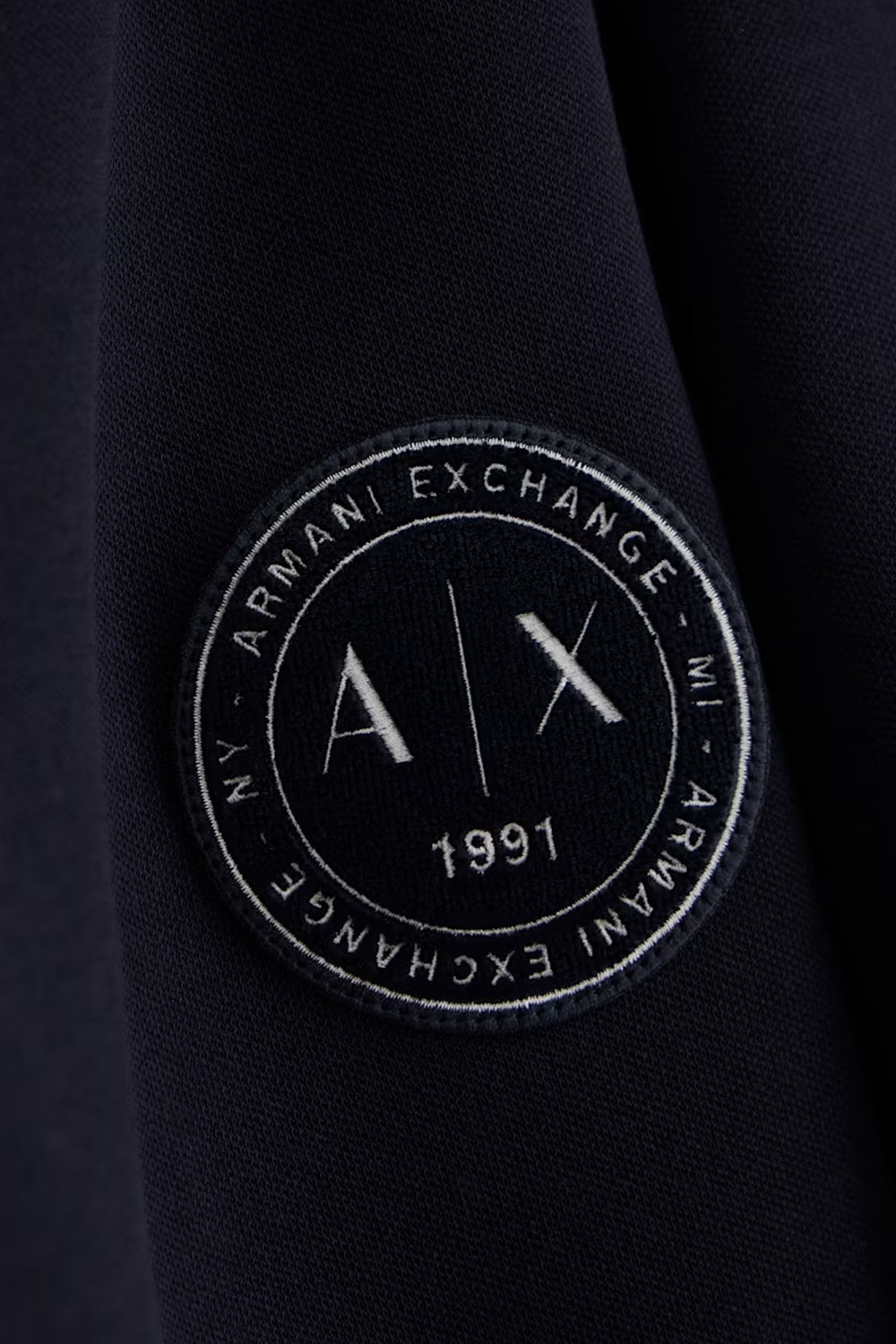 Felpa girocollo in piquet stretch con patch logo circolare XM002929 AF16222UB101 Armani Exchange 