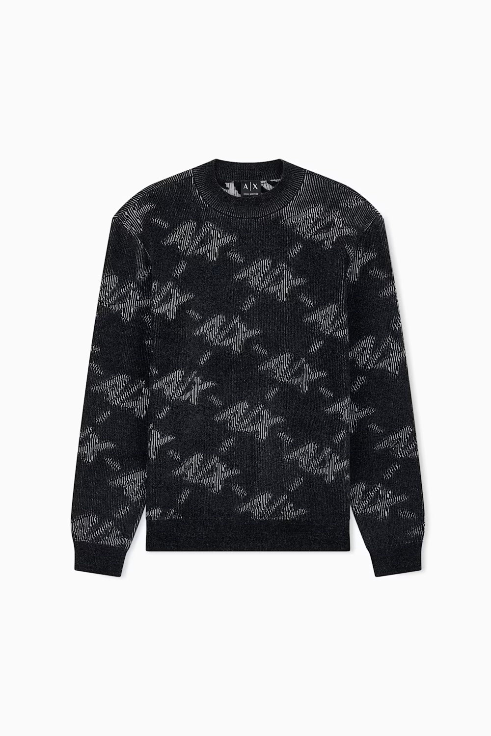 Pullover girocollo con logo all over e bordi a costine XM002992 AF16916FC357 Armani Exchange 
