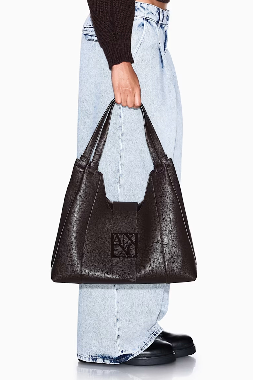 Borsa hobo effetto pelle con placca logo XW003002 AF11902U6032 Armani Exchange 