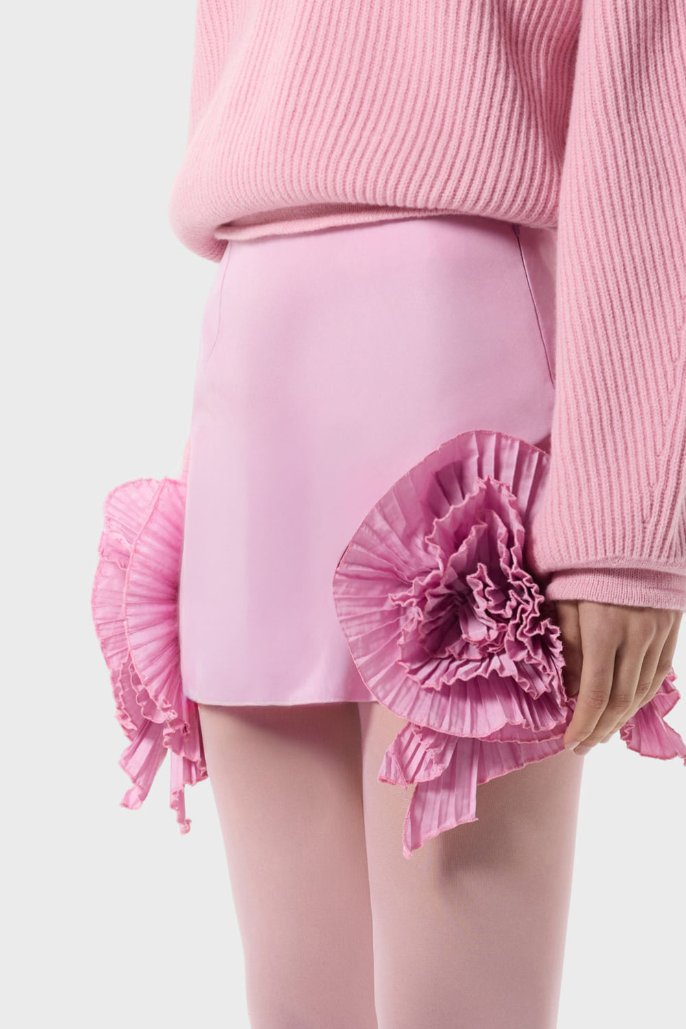 Gonna corta in taffeta con rose 3D RF6050 T886462126 Blumarine 