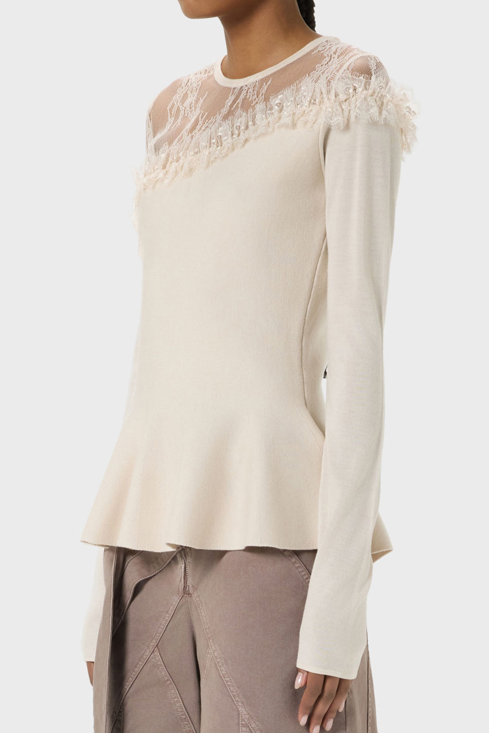 Maglia in lana con carré in tulle RF6170 MA313X0818 Blumarine 