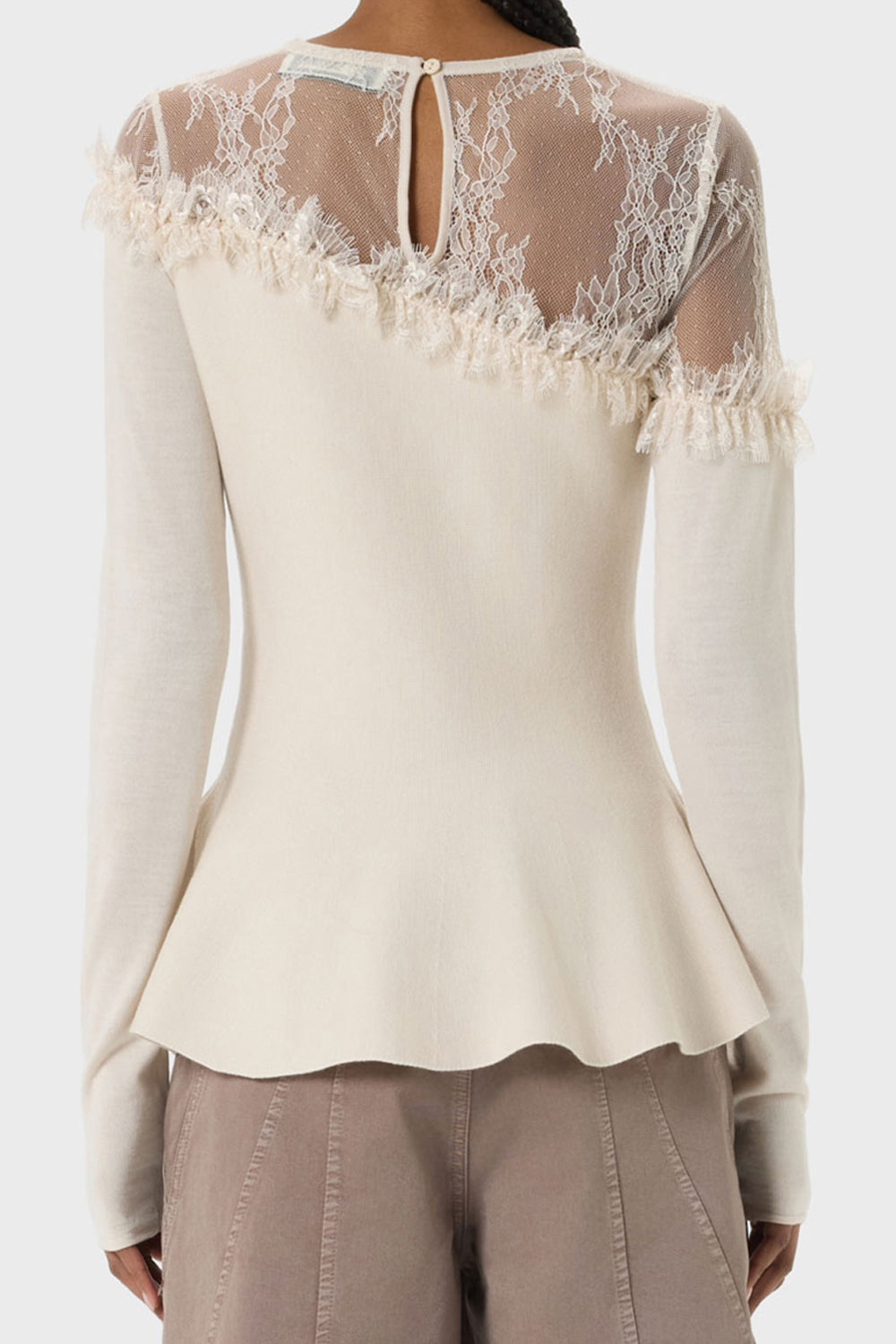 Maglia in lana con carré in tulle RF6170 MA313X0818 Blumarine 