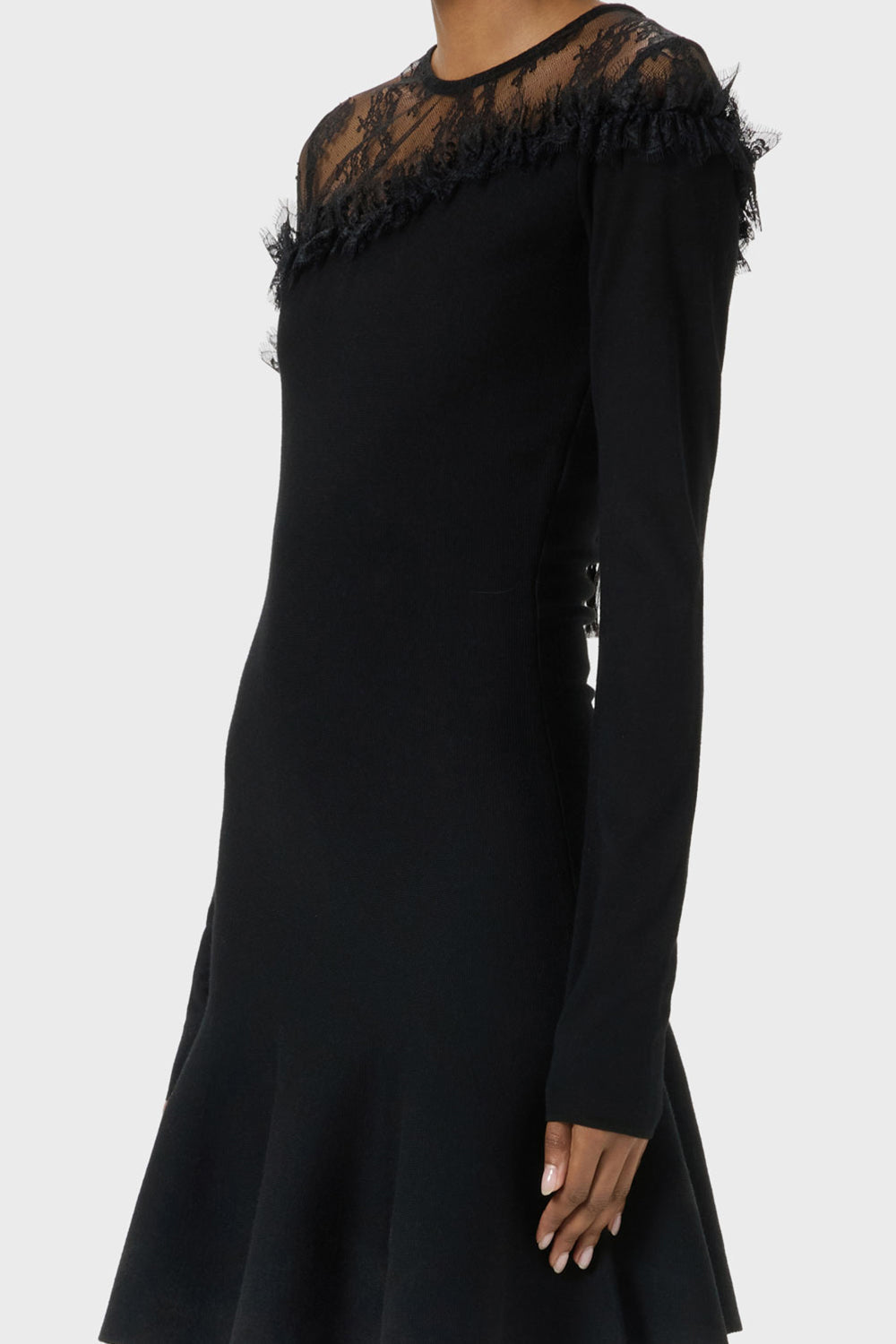 Abito in lana con carré in tulle RF6173 MA31322222 Blumarine 