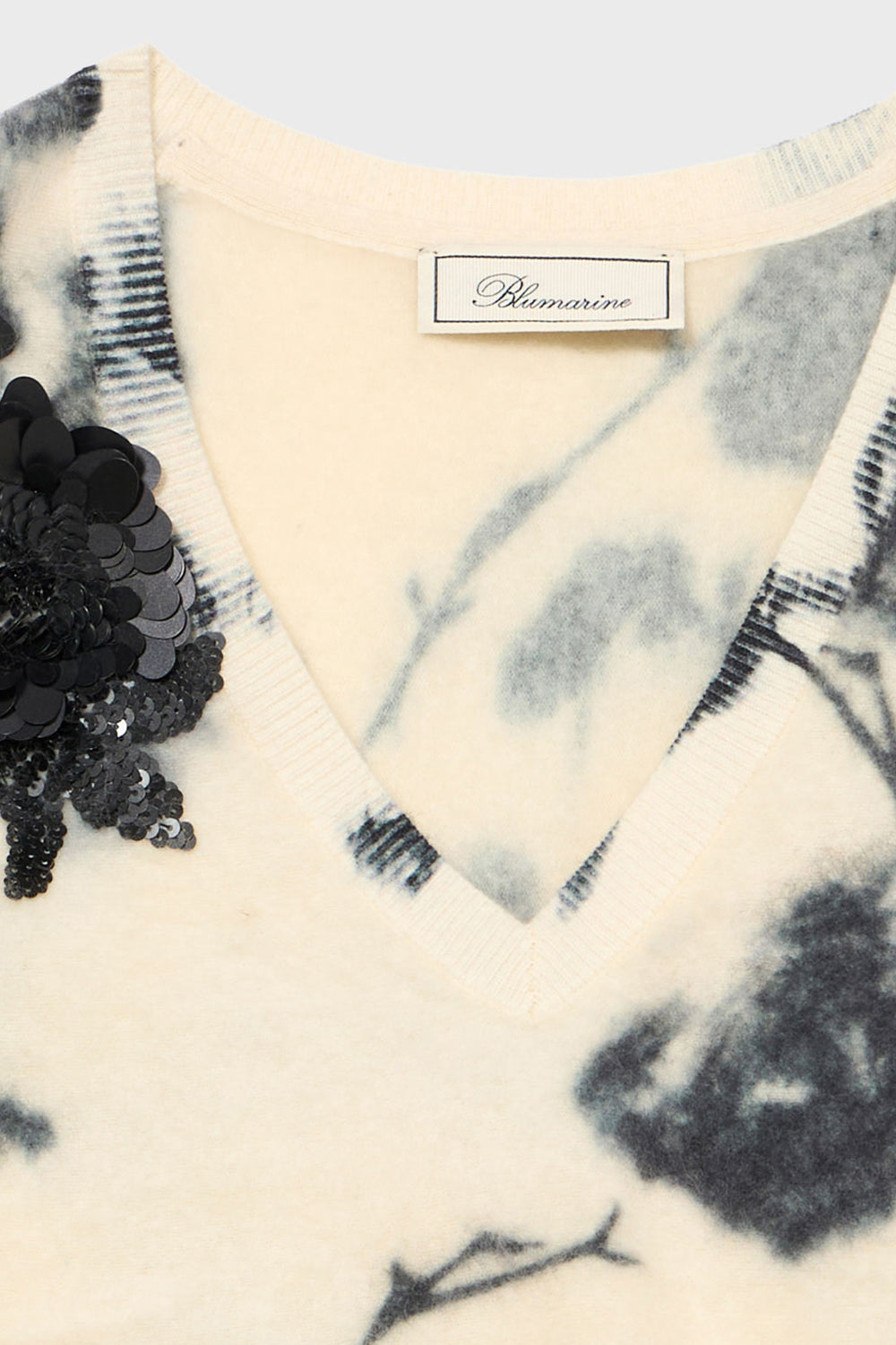 Maglia in lana e cashmere a stampa con fiori 3D RF6200 MAB38L9635 Blumarine 